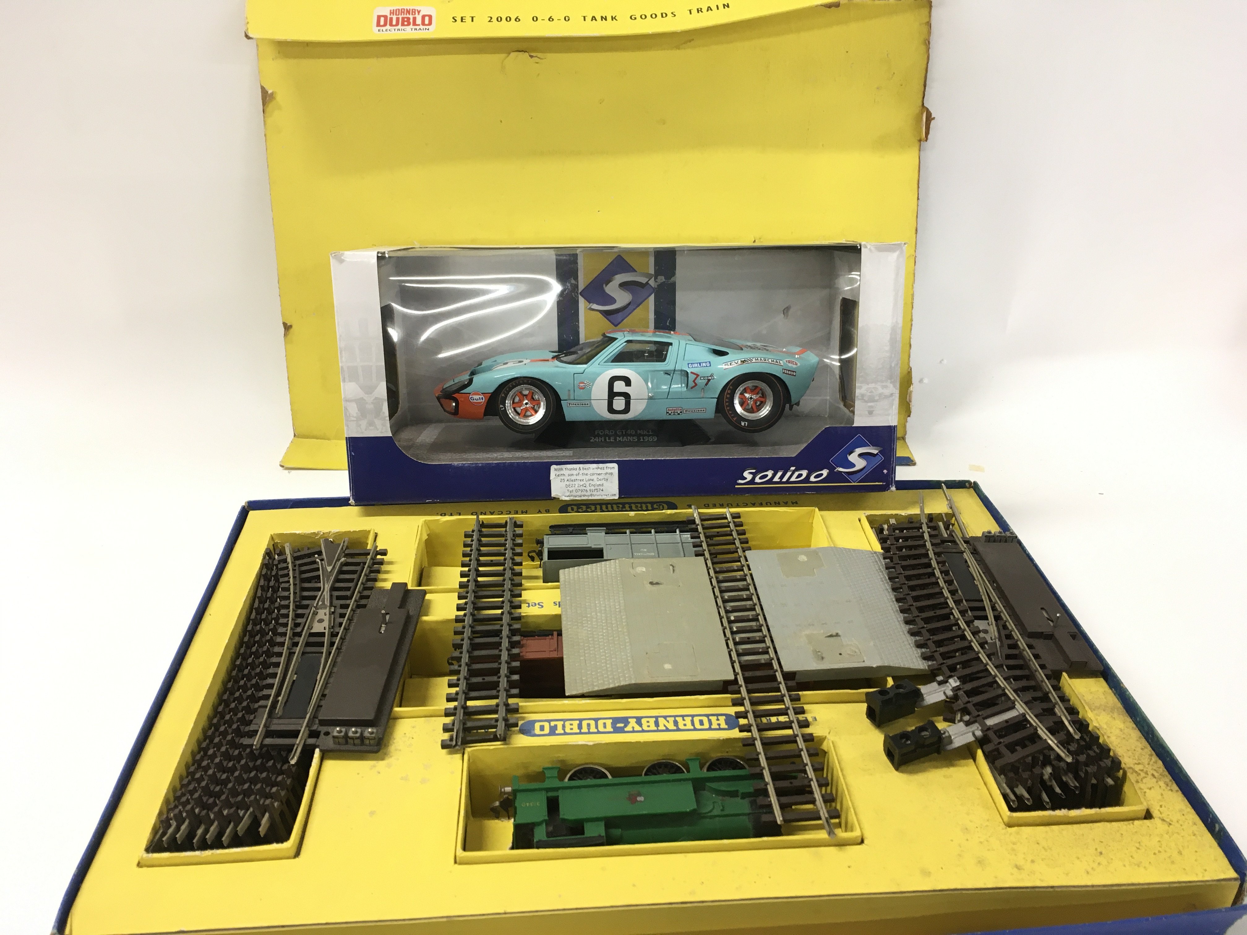 A boxed Hornby Dublo model railway train set and a boxed Ford GT40 Mk1 Le Mans 1969. No reserve