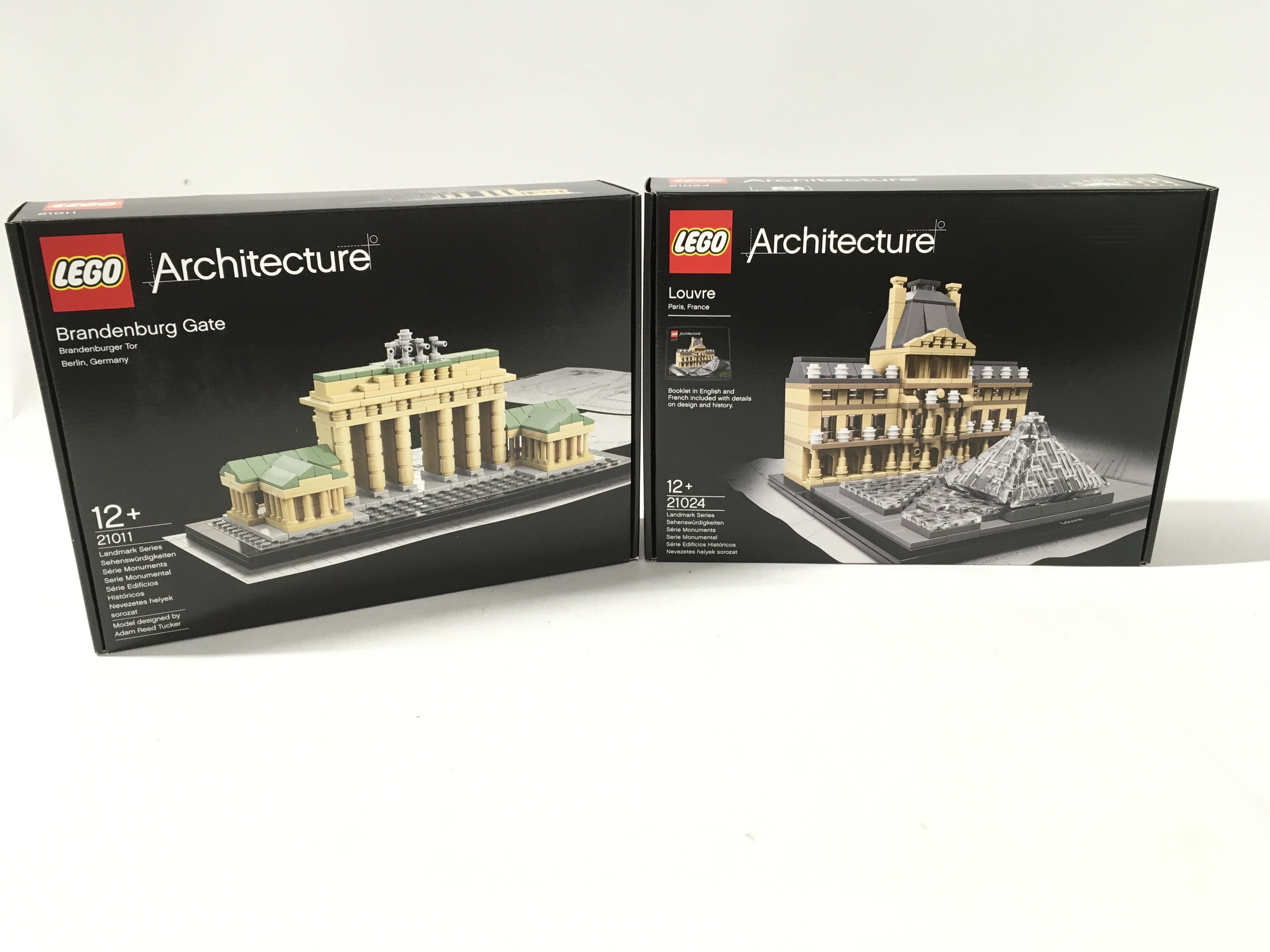 2x sealed boxed Lego Architecture sets includes # 21011. Brandenburg Gate. Also. # 21024. Louvre