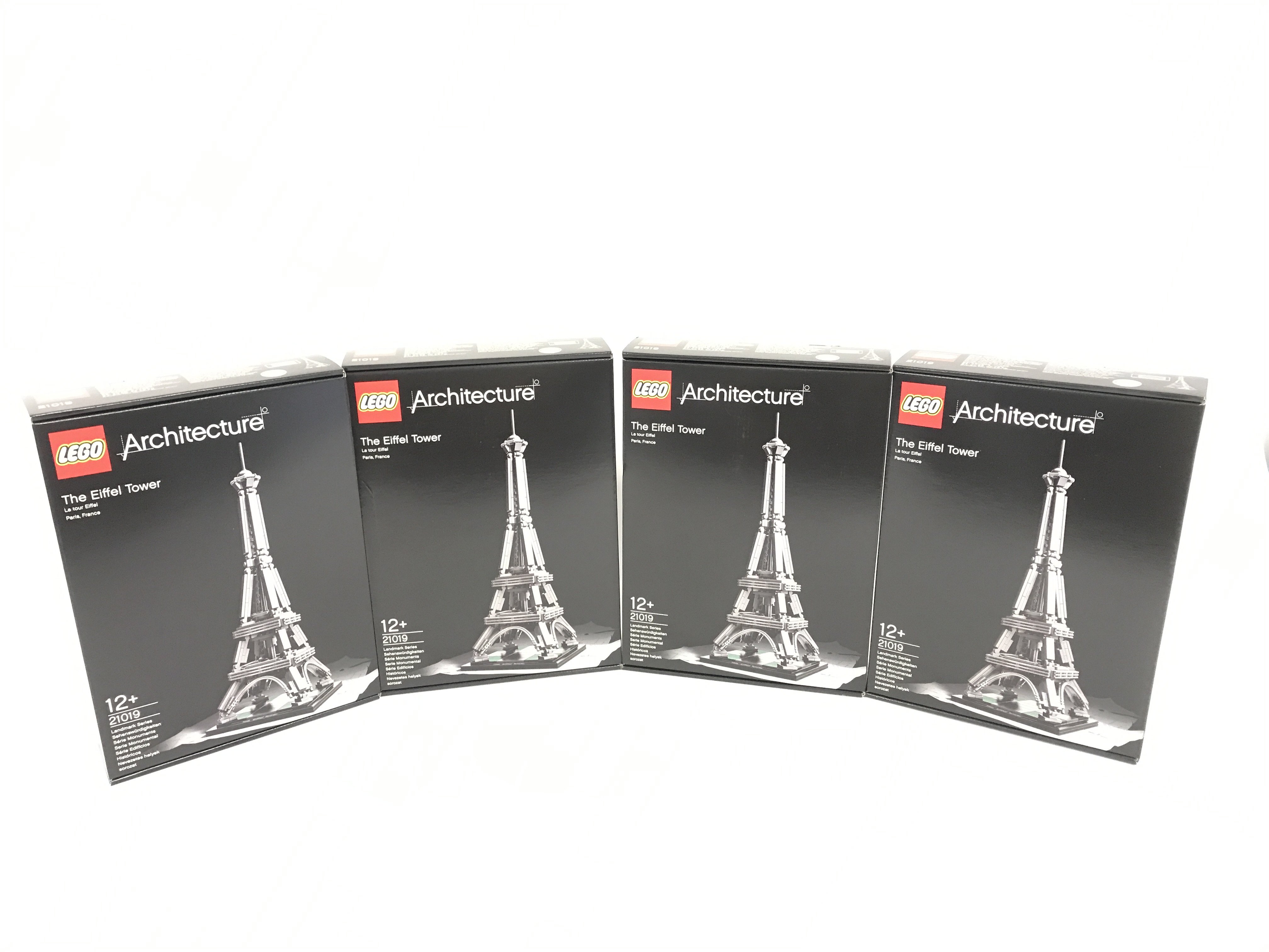 4 boxed and sealed Lego Eiffel Tower 21019 sets. No reserve.