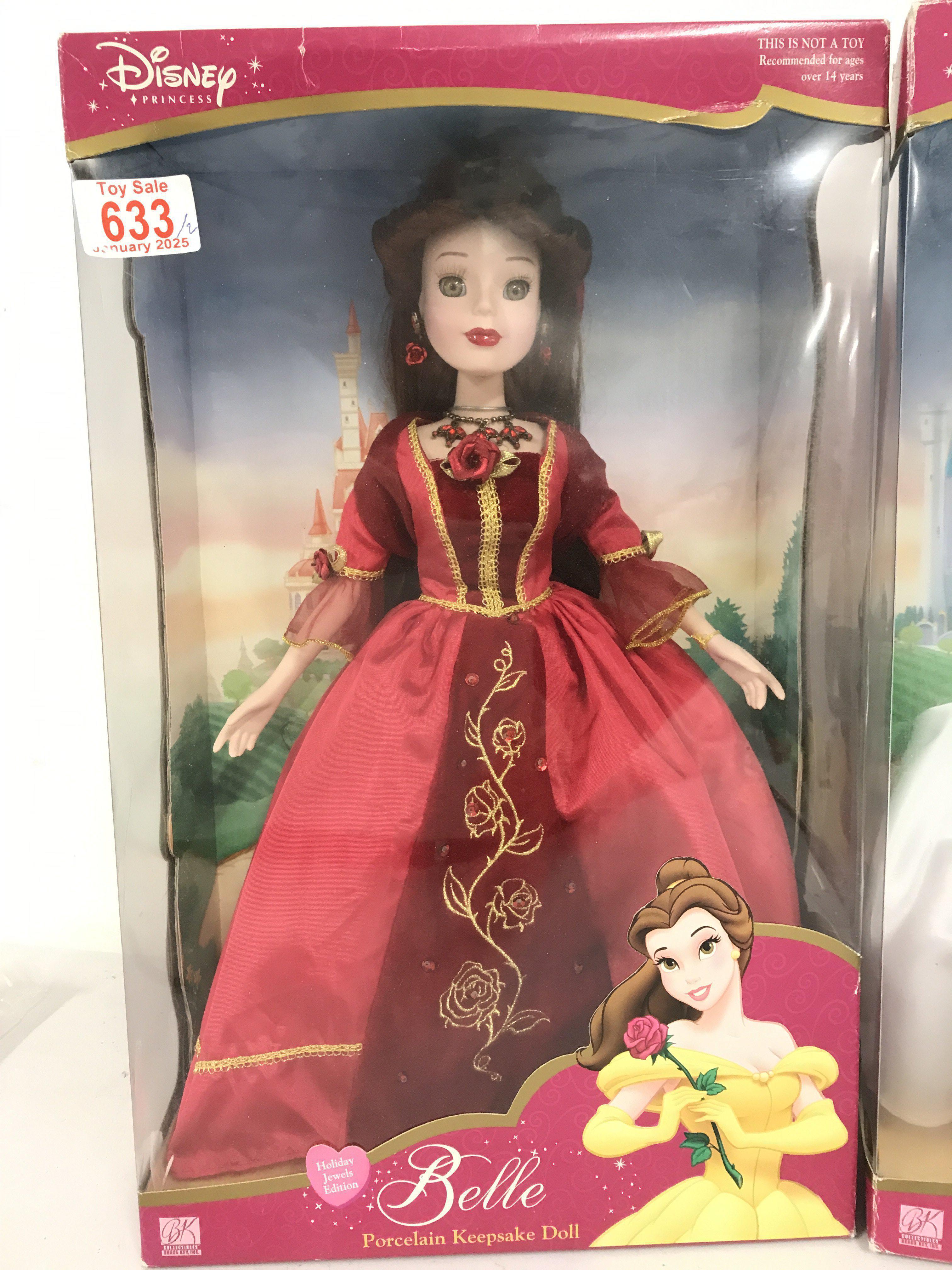 2 X Boxed Disney Princess dolls. A Belle and Cinderella. (2).