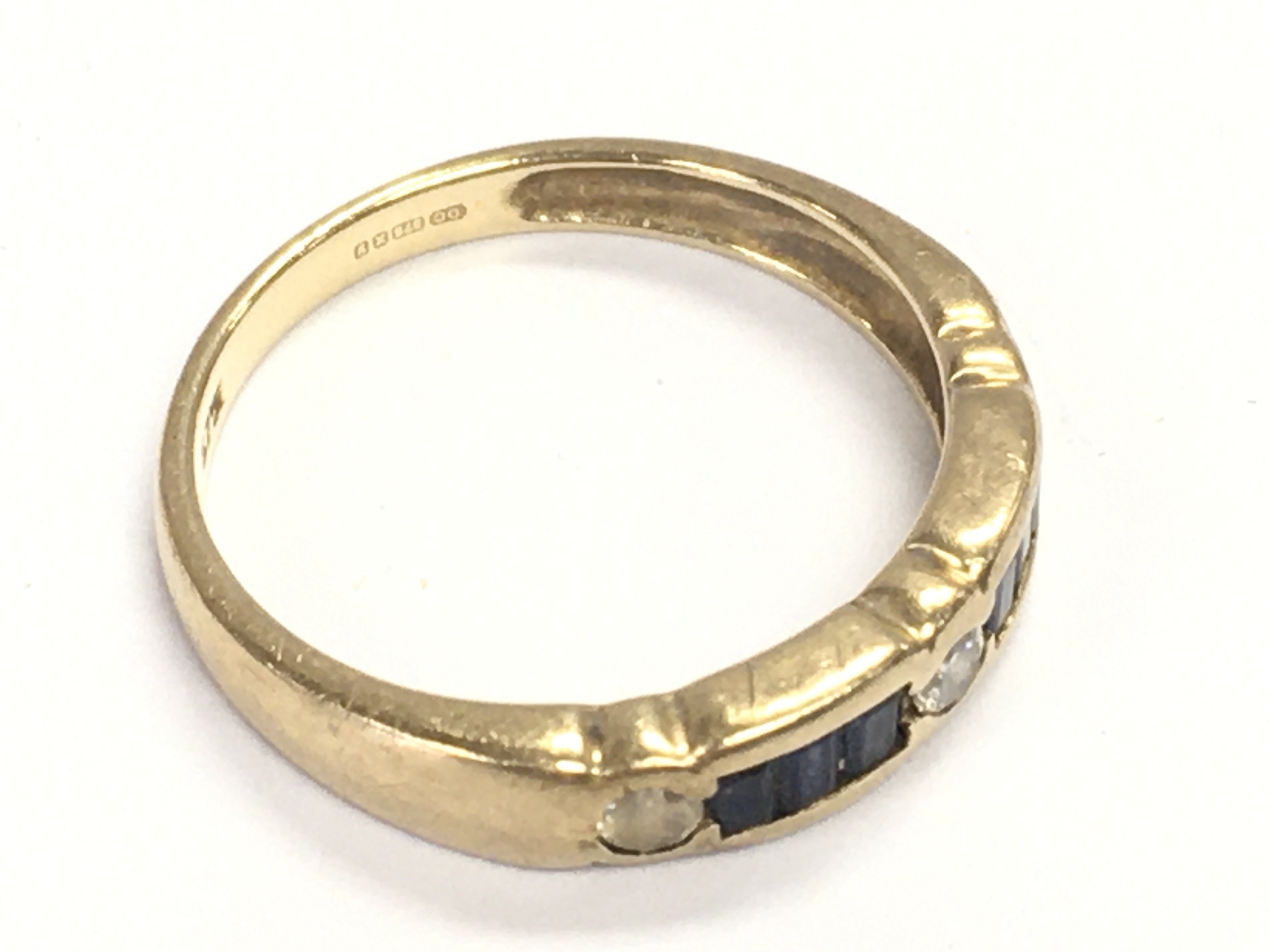 A 9ct sapphire and diamond ring size N and 2.27g Postage A