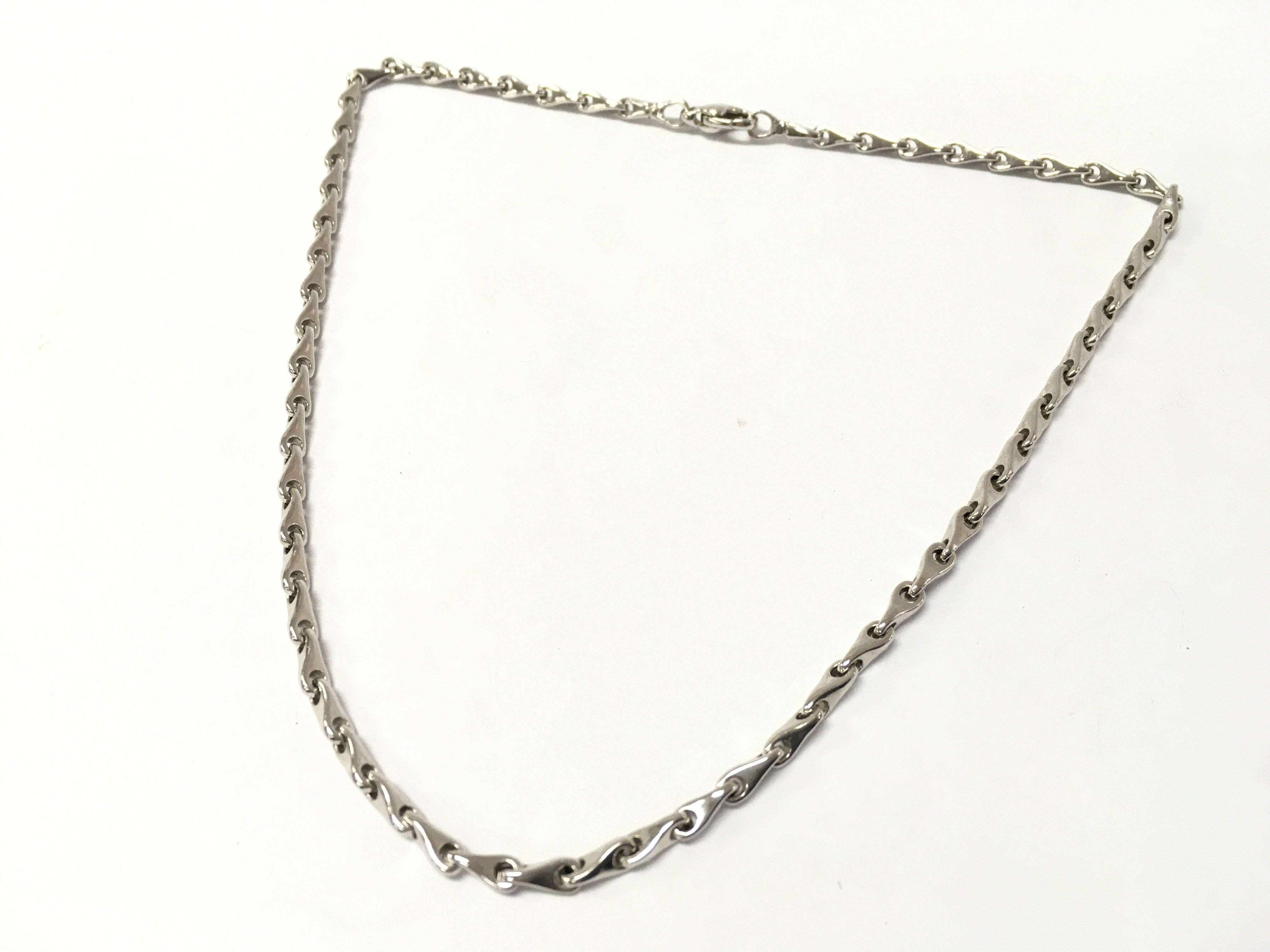 A 9ct white gold necklace , 23.5g total weight. postage catA