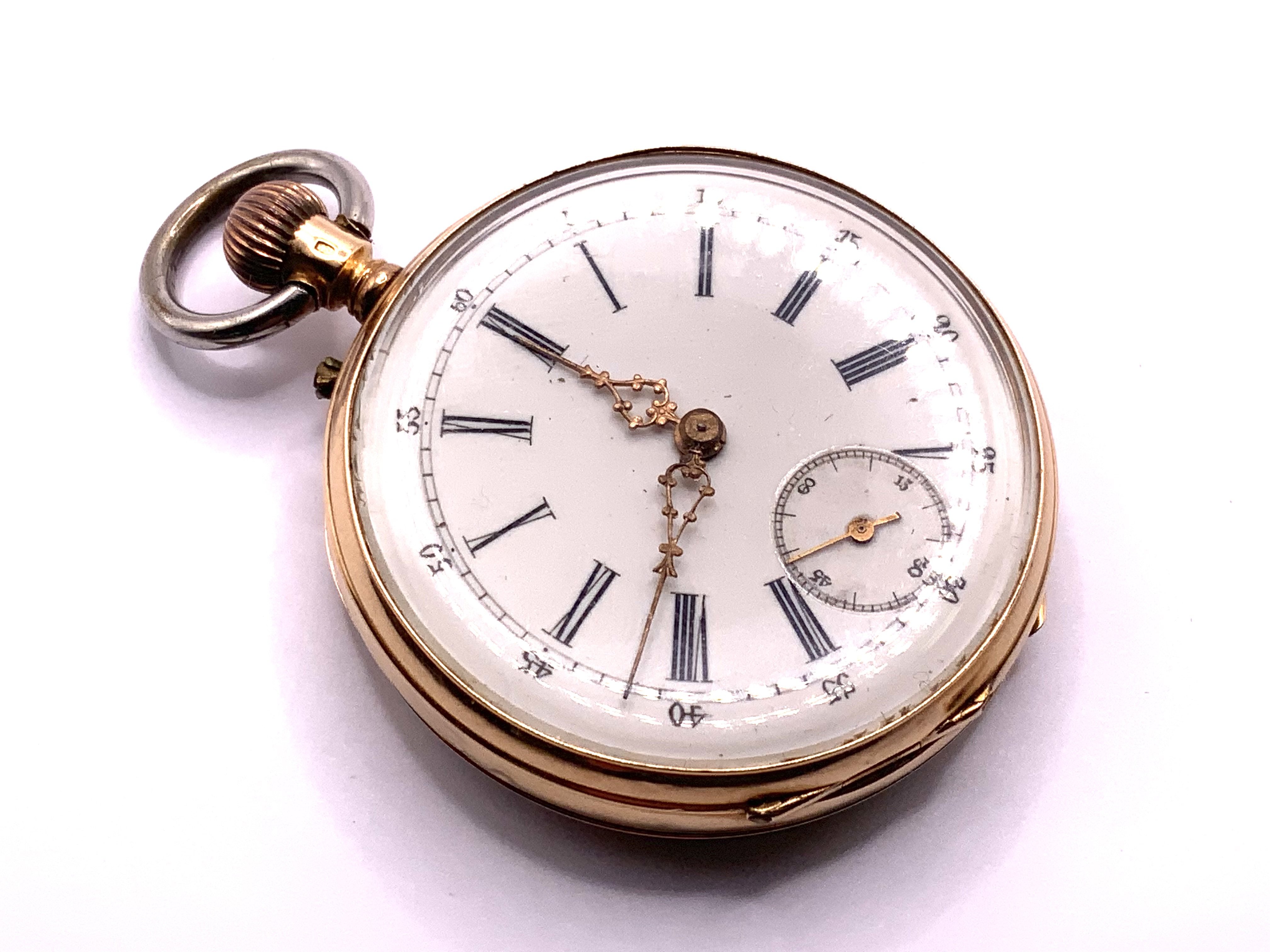 A gold outer cased ladies pocket watch. (A)