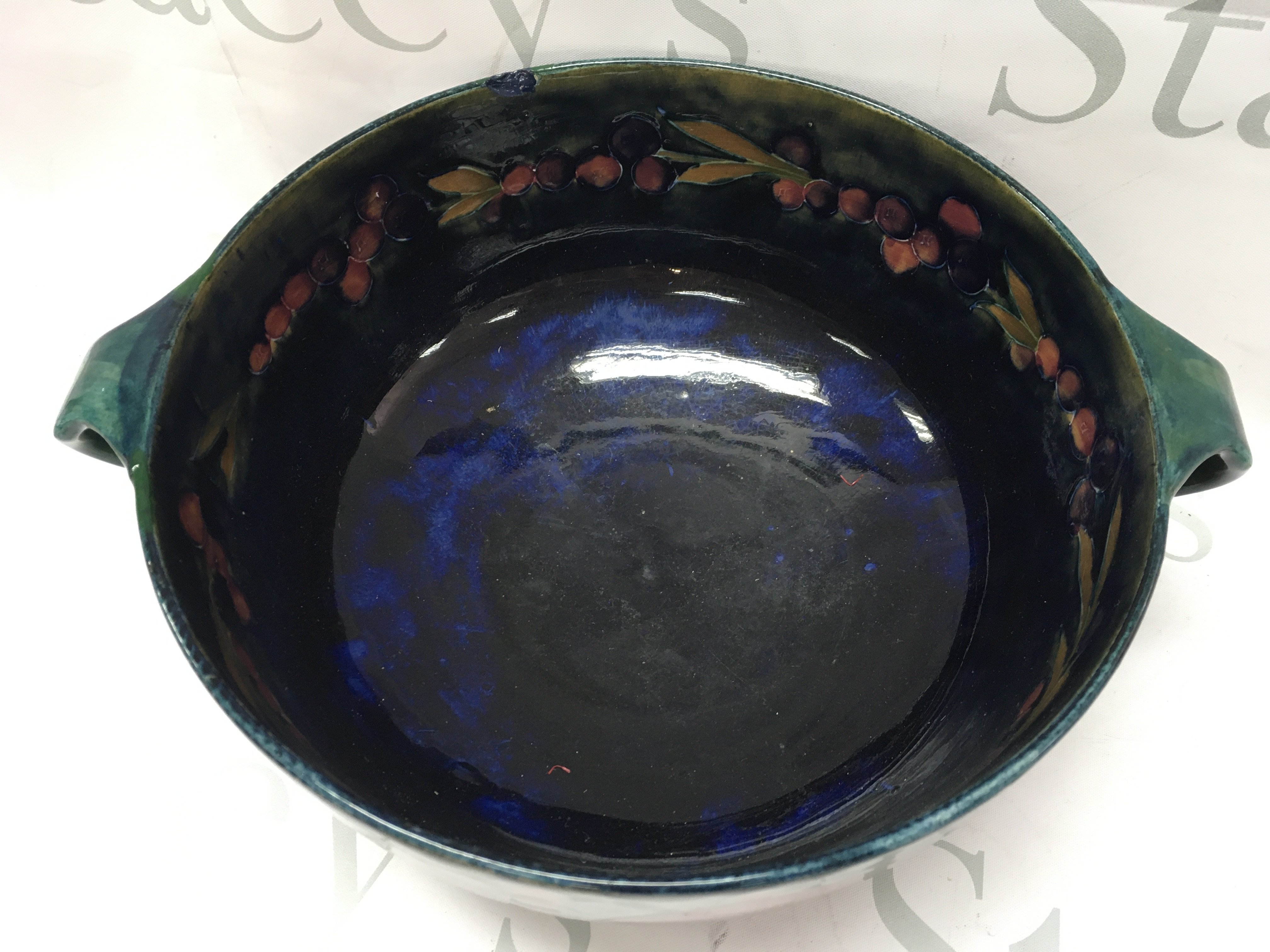 An early Moorcroft signed W. Moorcroft Pomegranate design cir 47/53 bowl 31cm wide