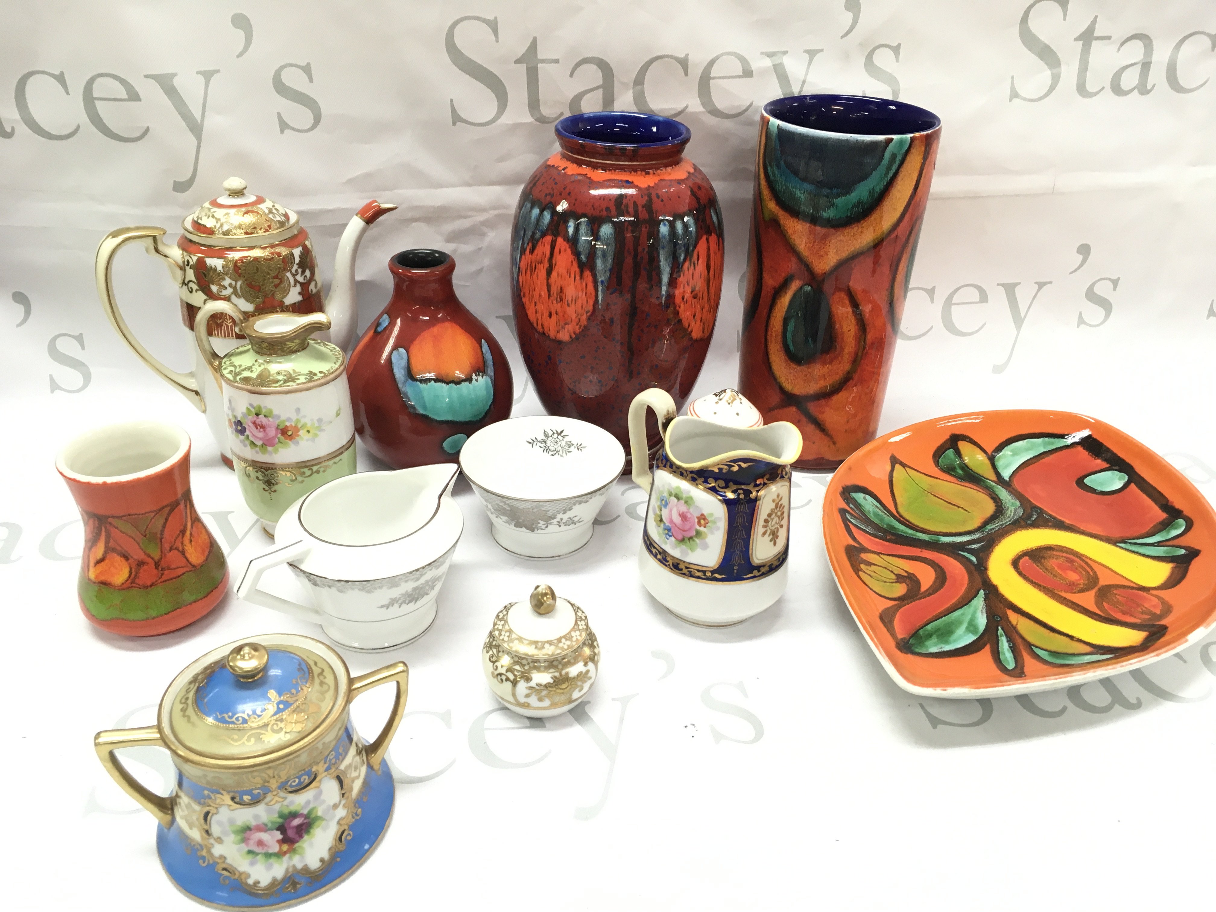 A collection of Poole pottery , Noritake etc. dishes and vases. this lot cannot be posted