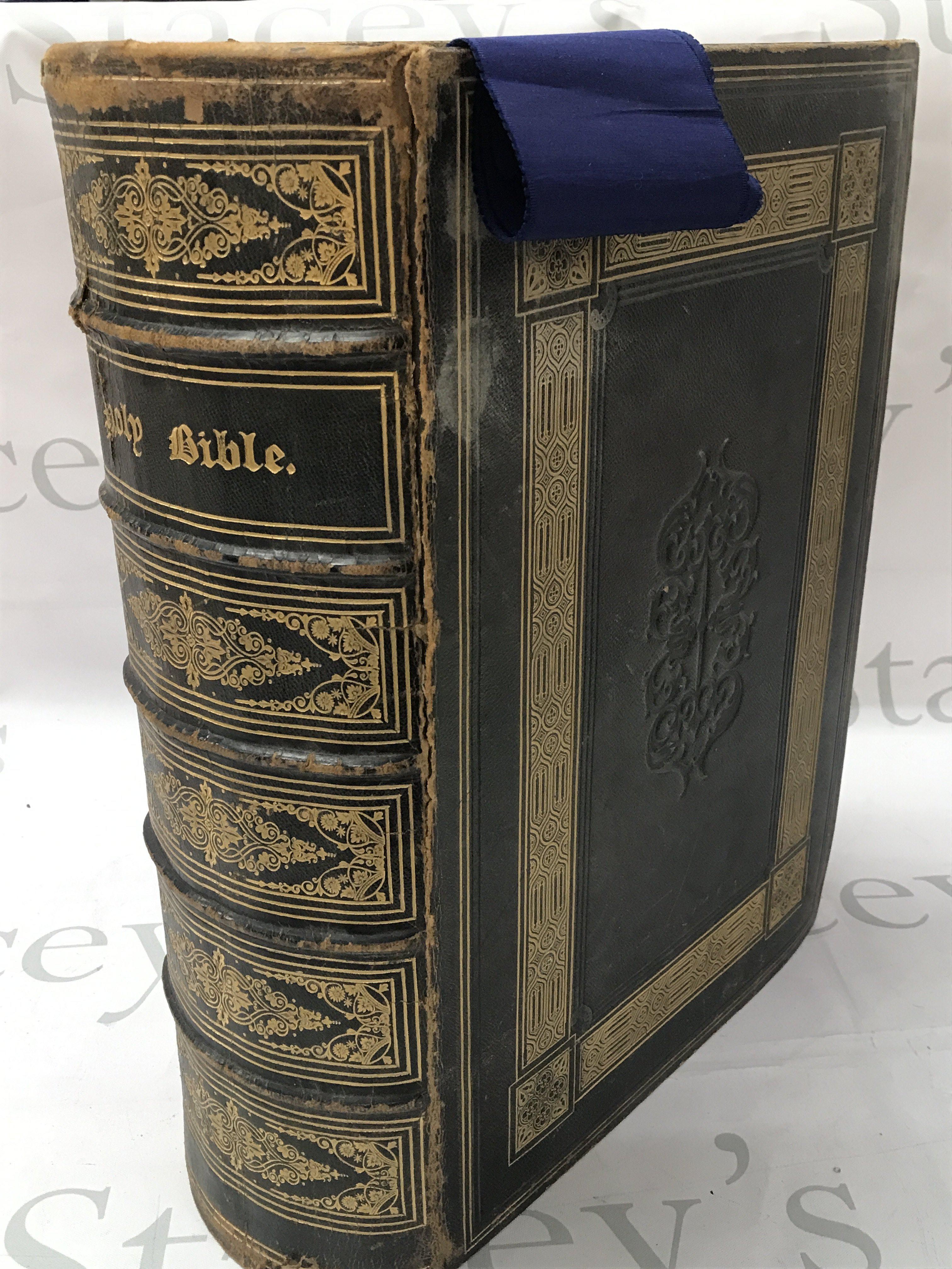 A large Victorian leather bound bible, The Family Devotional Bible by the Revered Matthew Henry . Postage category C
