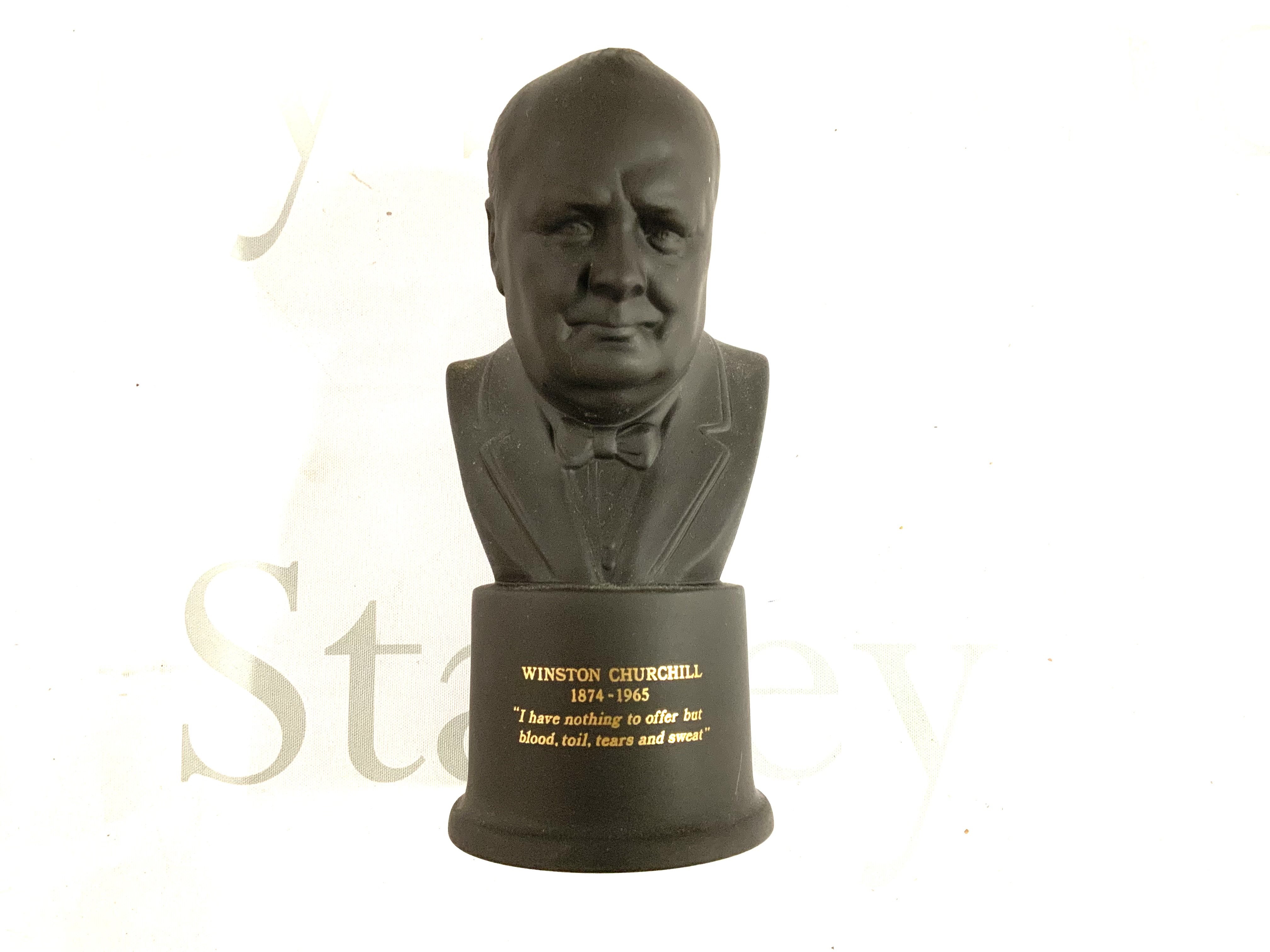 Wedgewood black basalt bust of Winston Churchill (146). 18cm