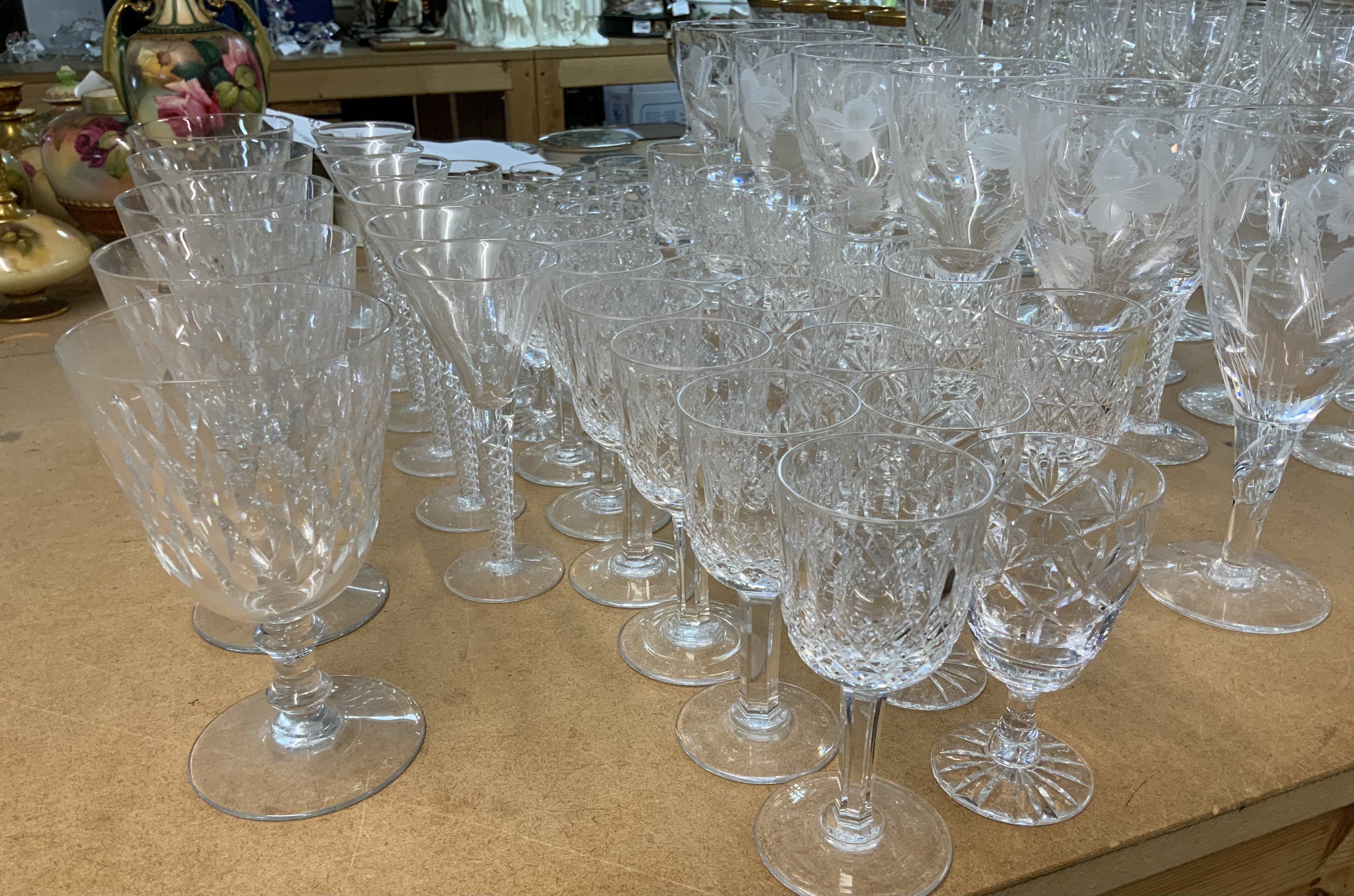 An extensive collection of good crystal glassware. To included Baccarat, Tudor, Webb, etc. 15 sets of 6 and 1 part set 5. (D - postage not avaliable for this lot)