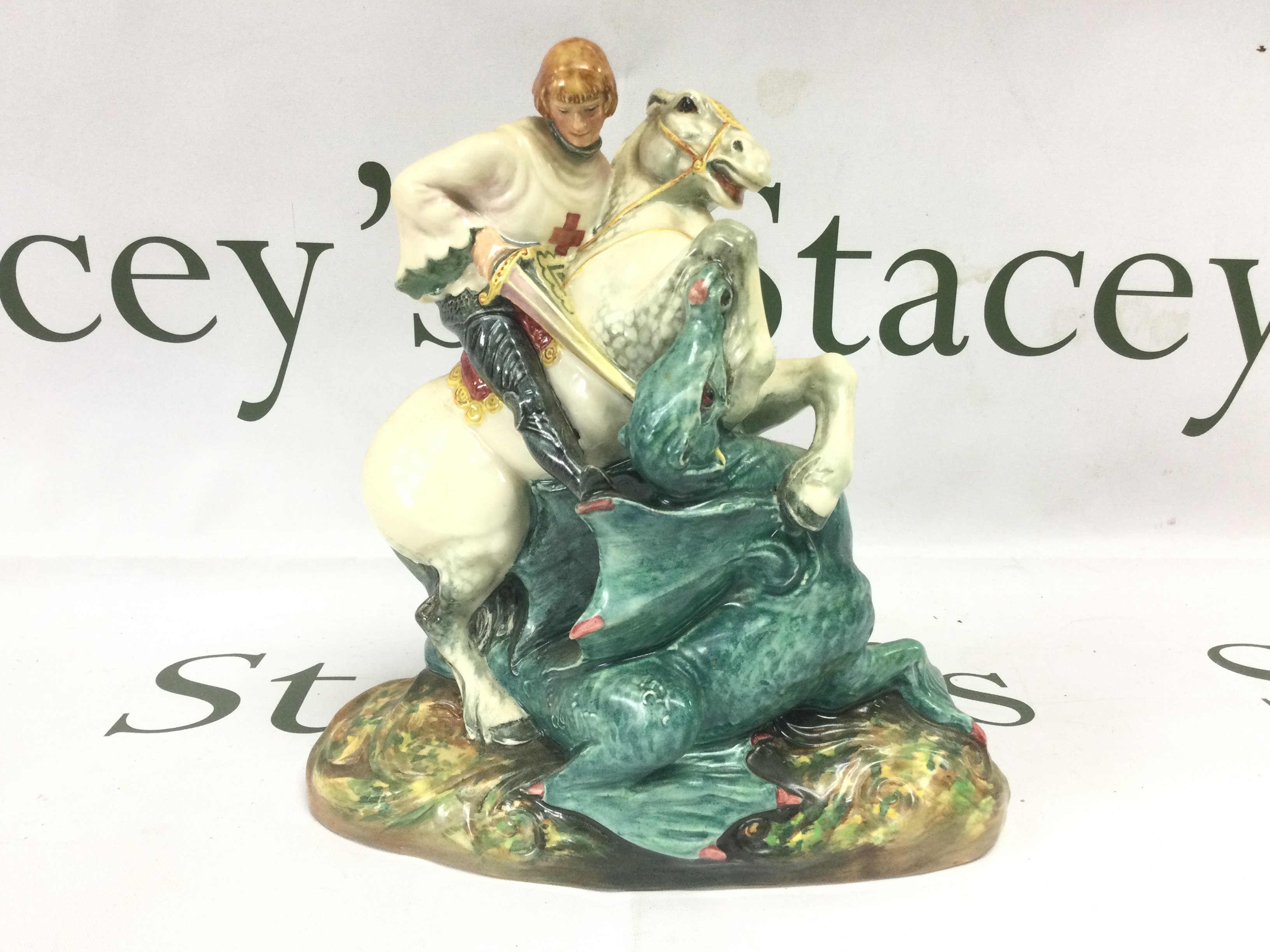 A Royal Doulton figure of St George HN2051, approx height 19.5cm. Shipping category D.