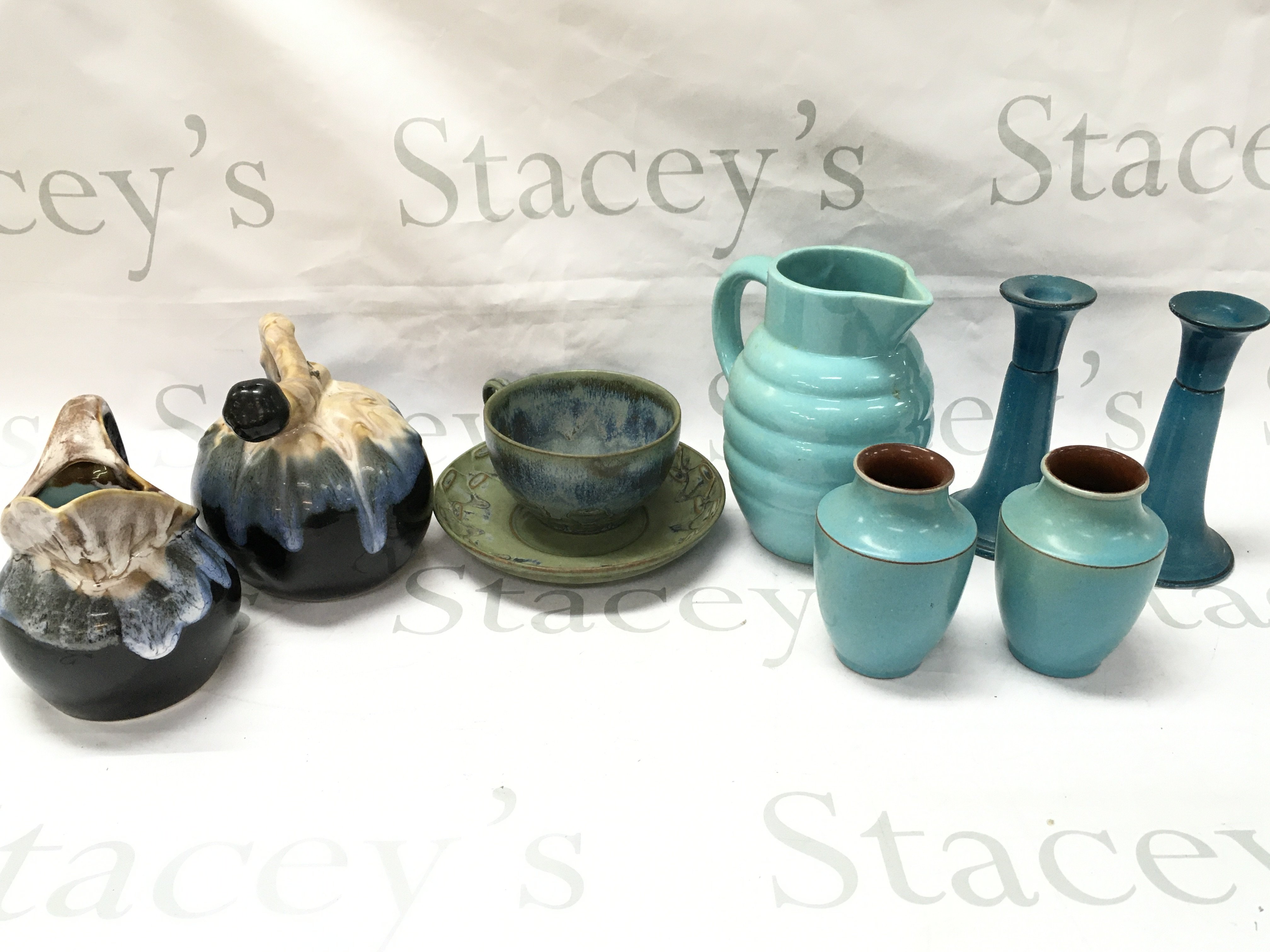 Art glass ceramics including a French jug etc. this lot cannot be posted