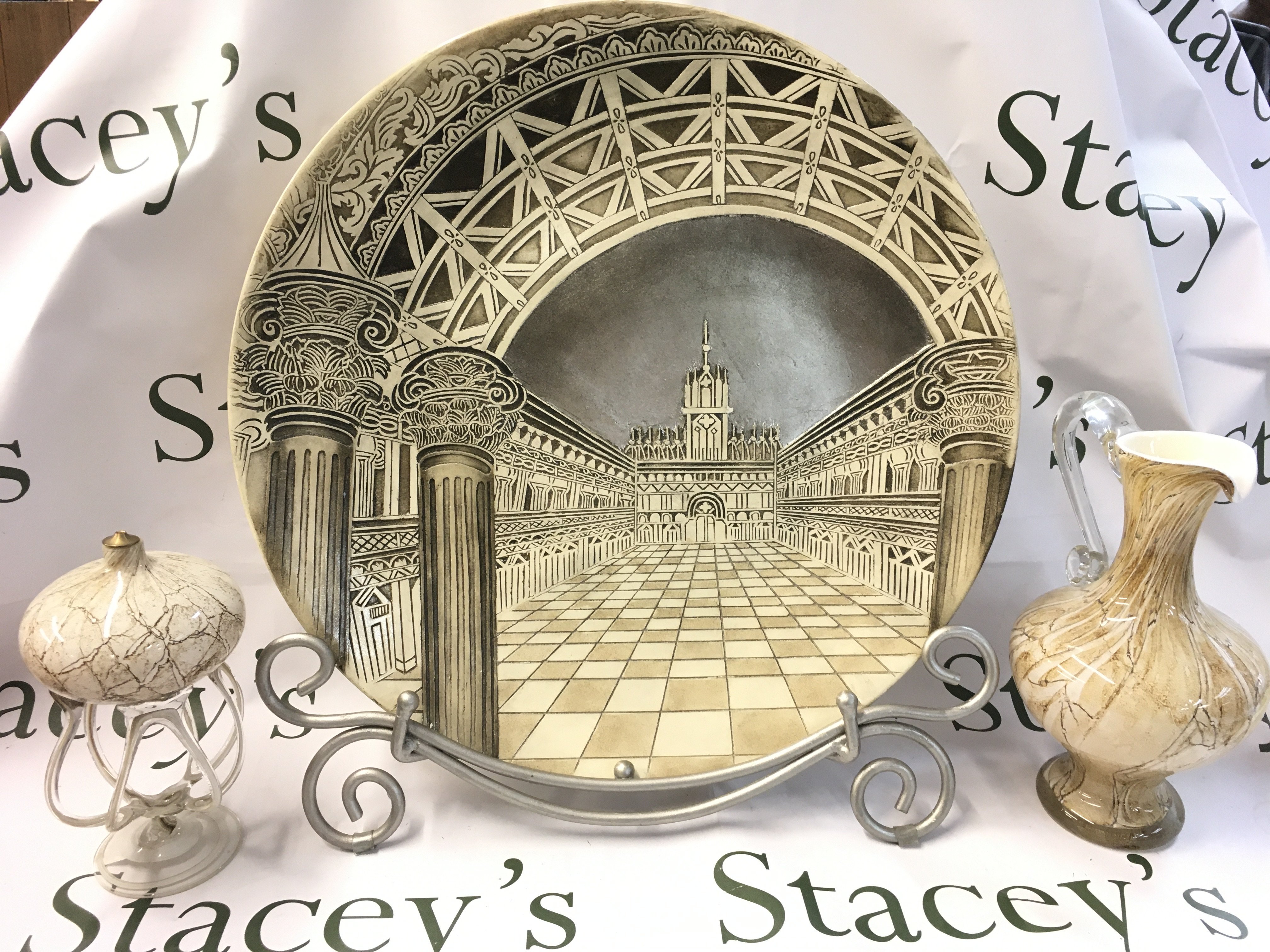 A Modern Corddoba Design Spanish Plaque and vases. This lot cannot be posted