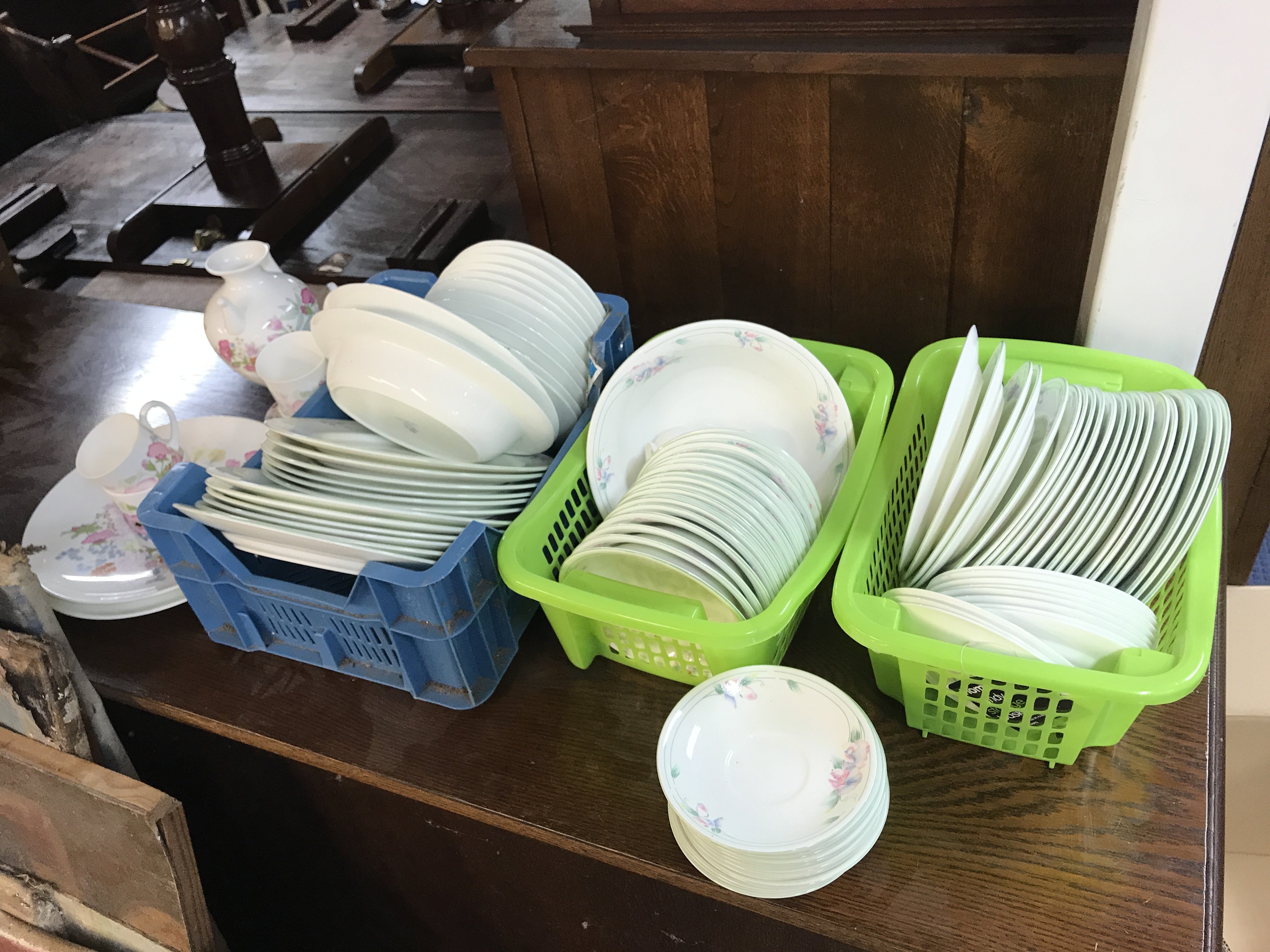 Tea and dinner sets including Wedgwood Meadow Sweet, Aynsley Little Sweetheart. Cups , plates ,bowls etc. this lot cannot be posted