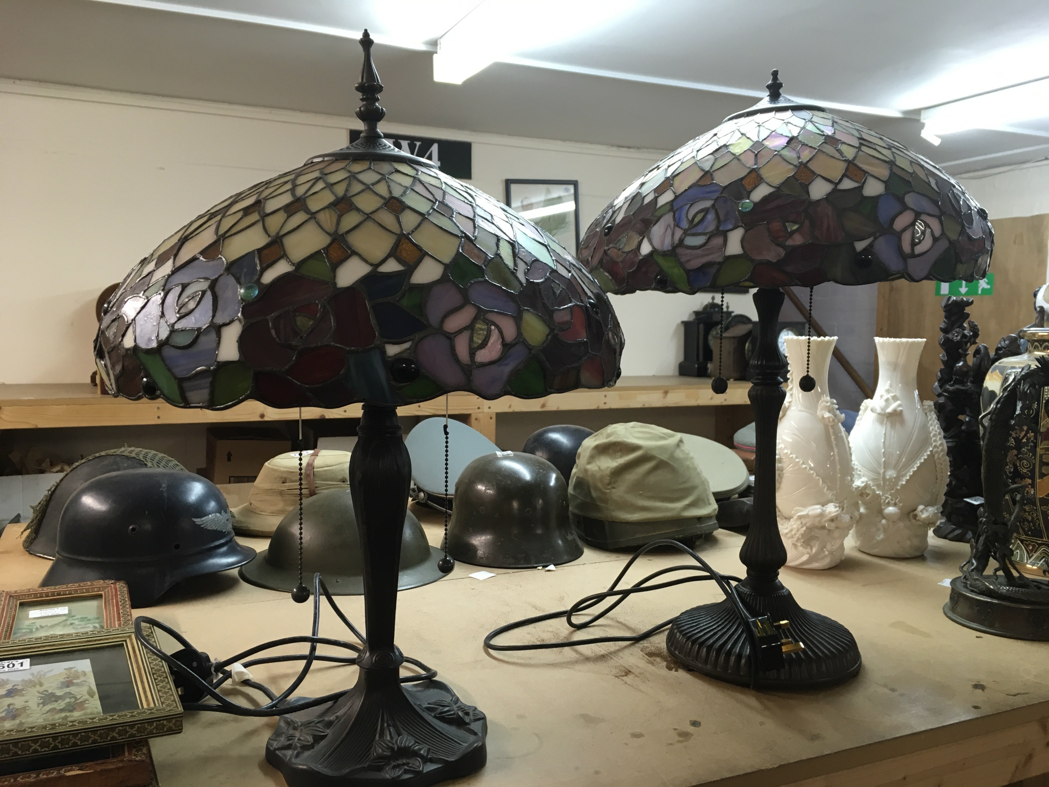 Two Tiffany style Lamps 62 cm tall approximately