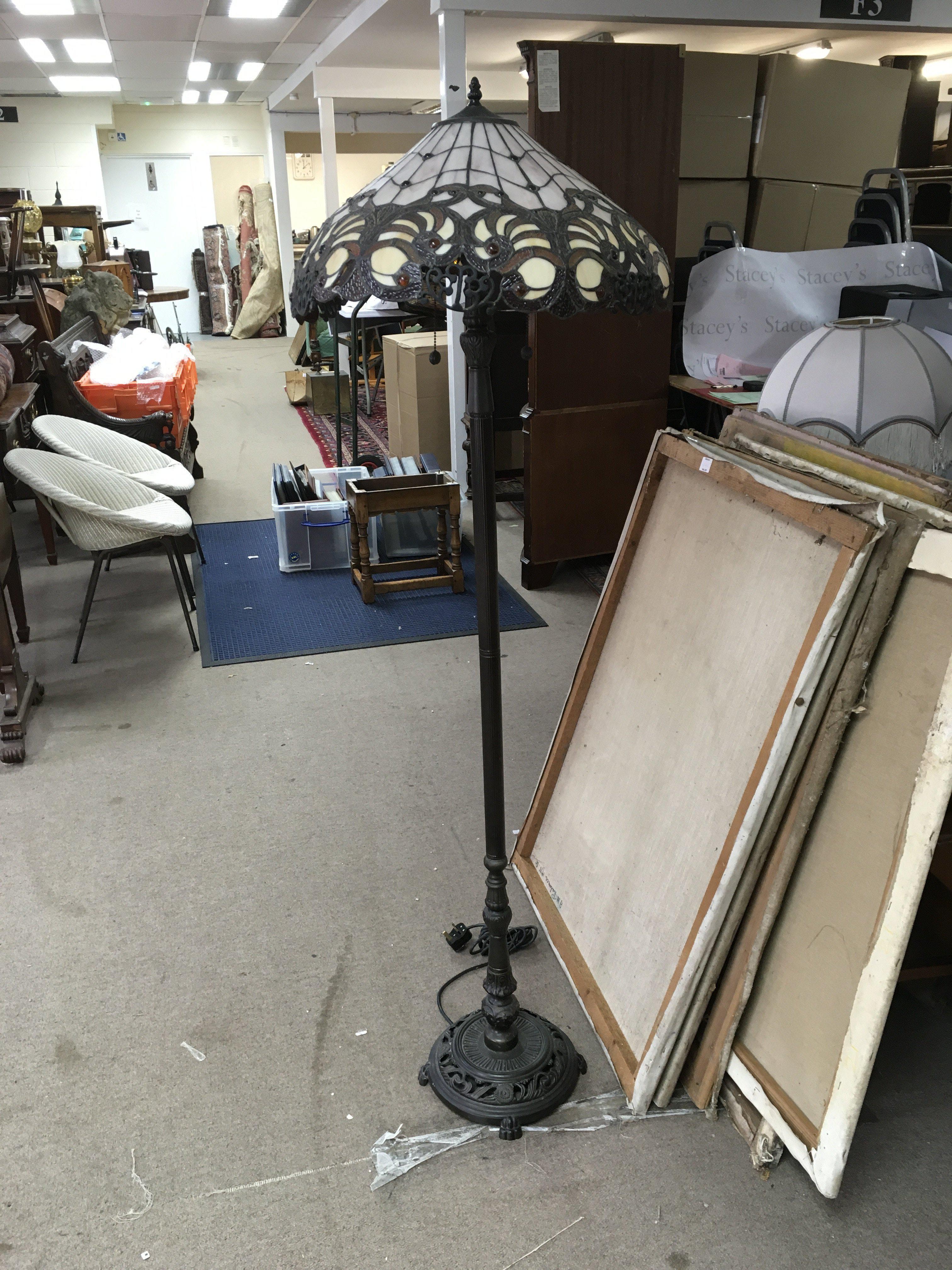Tiffany style lamp, 155cm tall.