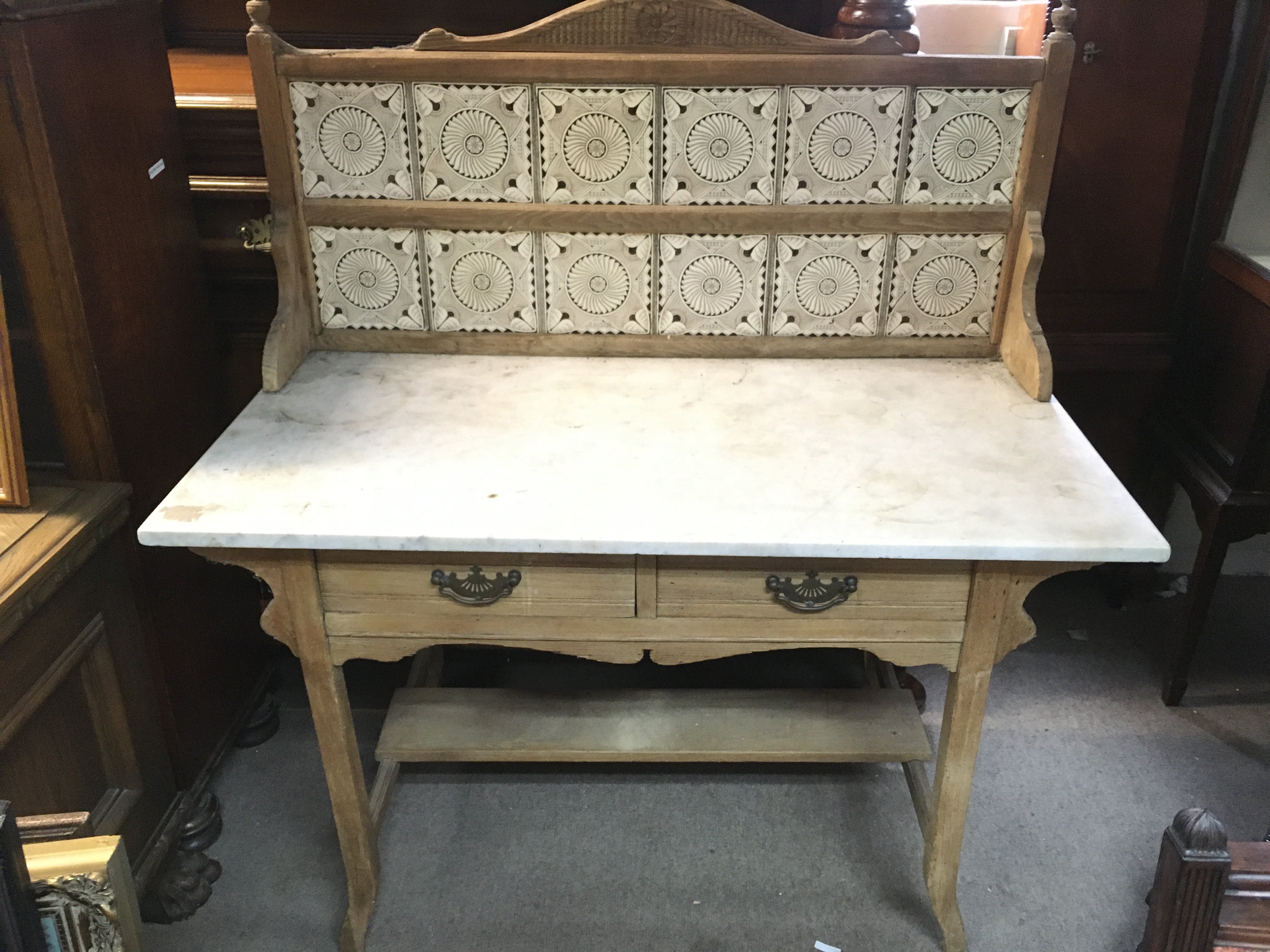 A marble topped washstand , dimensions 52x100x114cm