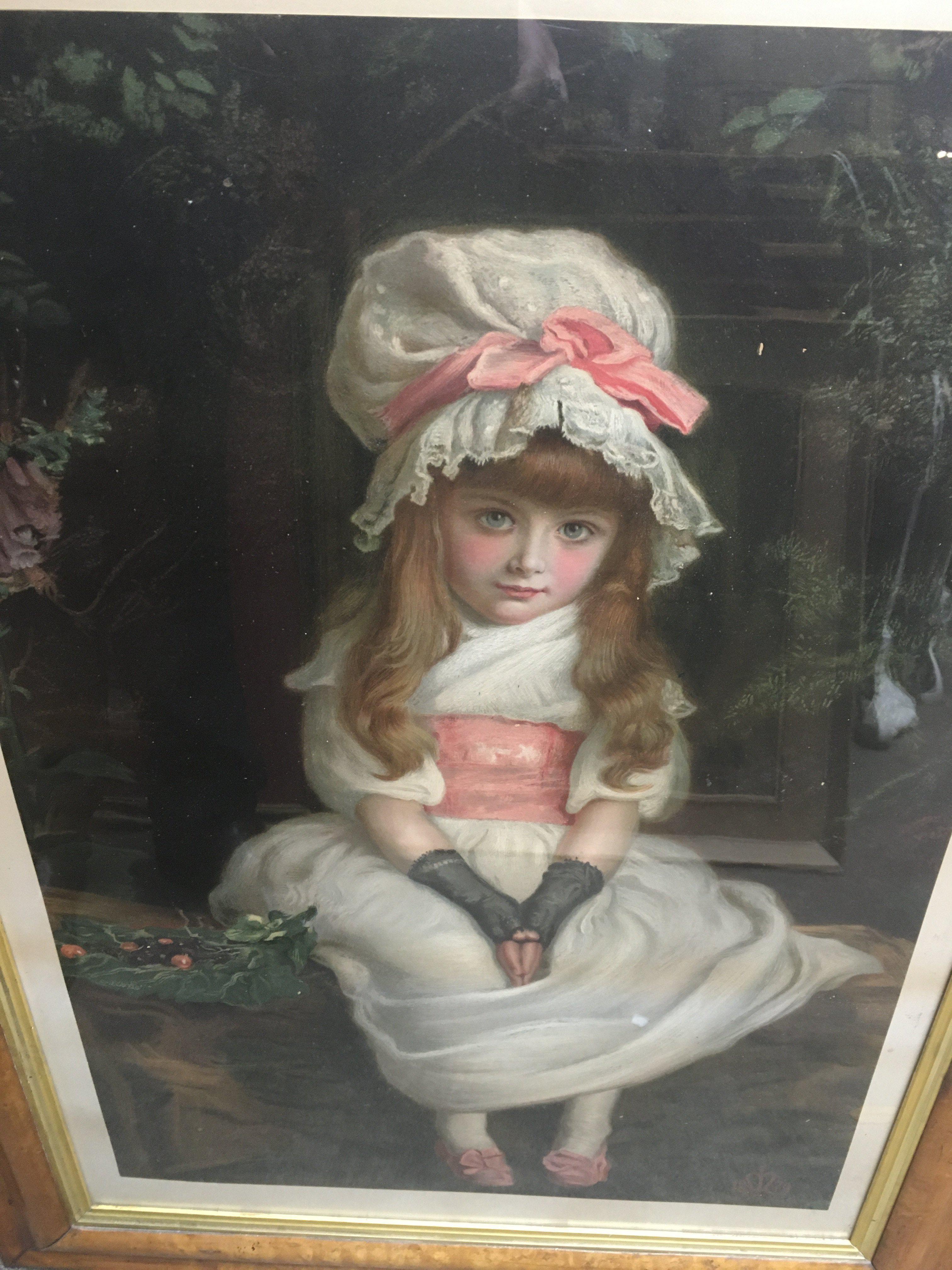 Two framed Pears prints in maple frames .