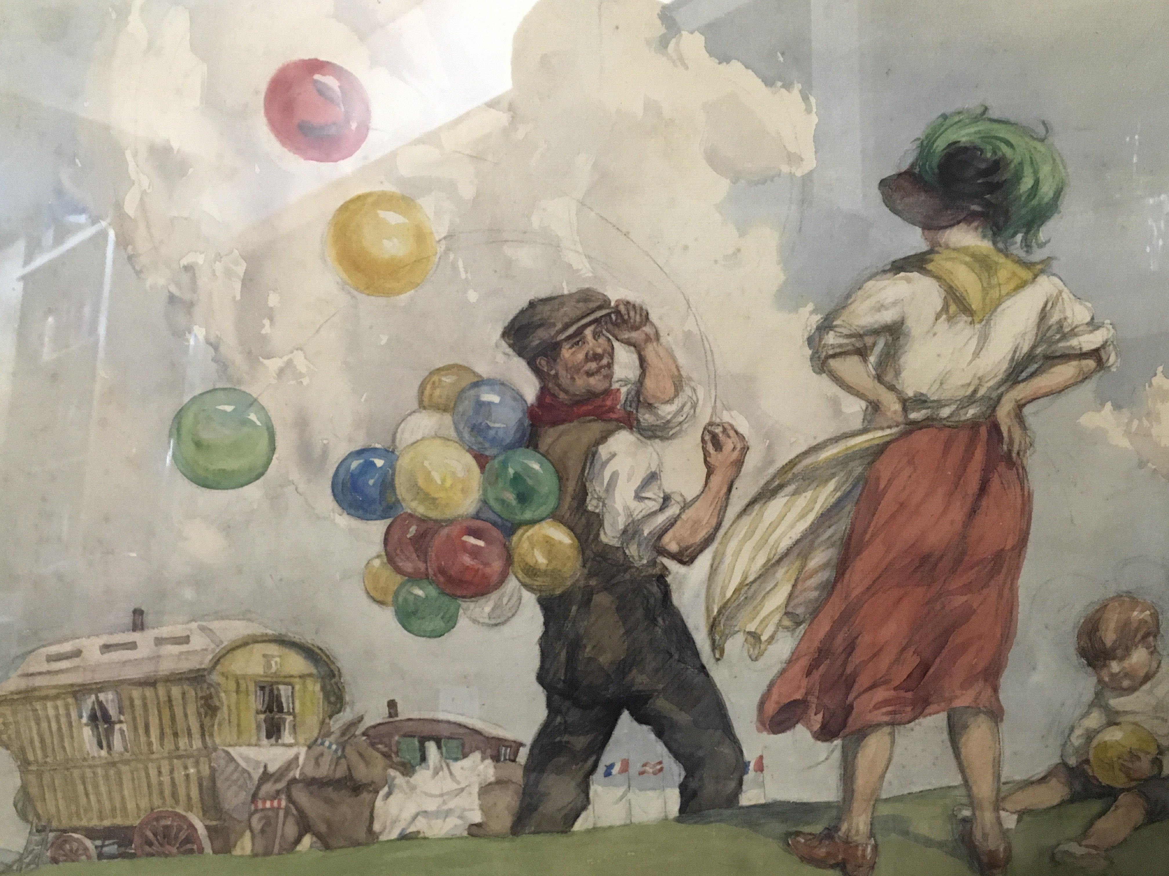 A framed watercolour painting by Cecil Ross Burnett depicting a Gypsy scene , dimensions 71x59cm. NO RESERVE