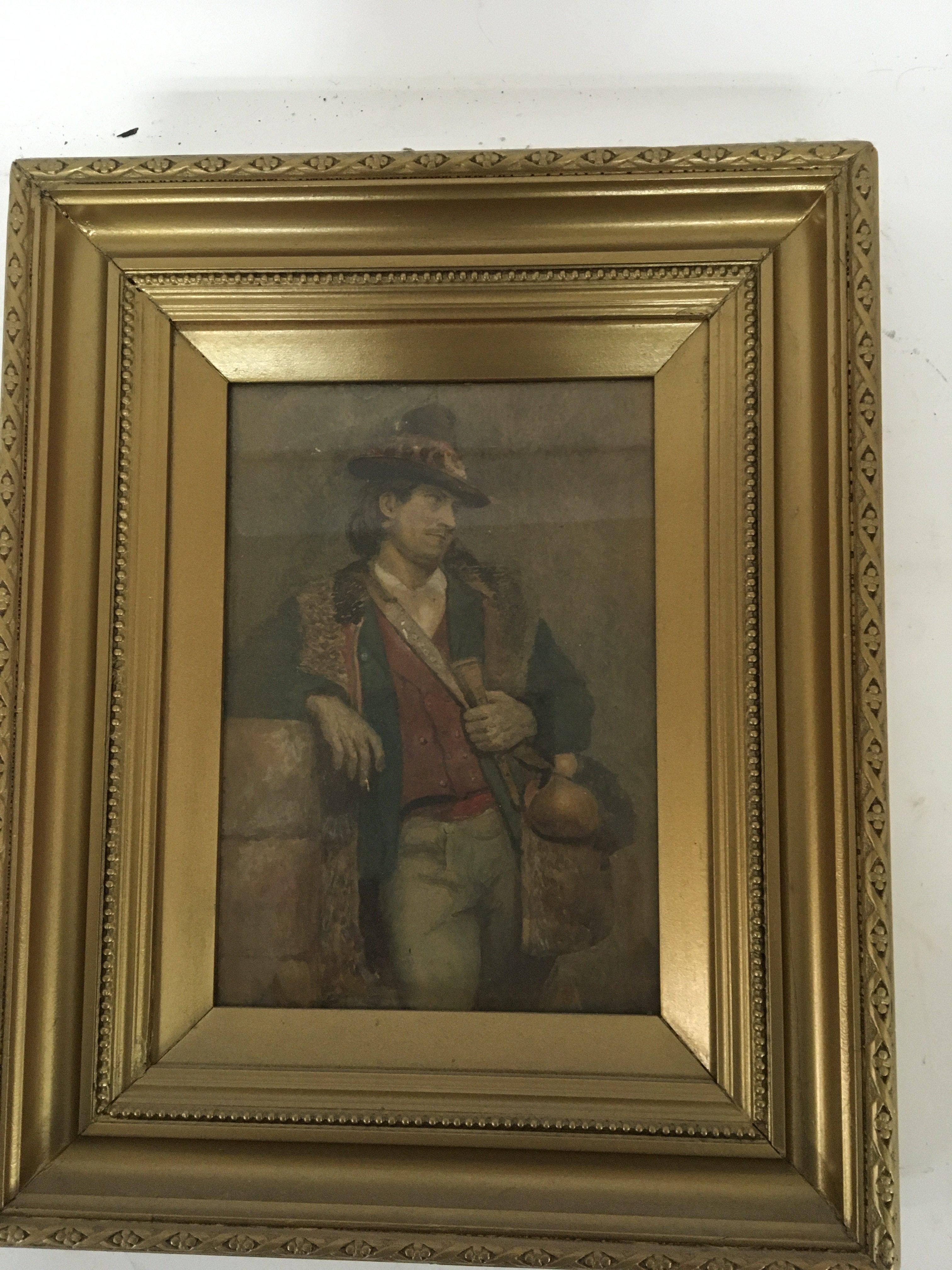 A 19th century watercolour study of a Continental figure holding a hunting horn unsigned and unattributed. 34x41cm. NO RESERVE