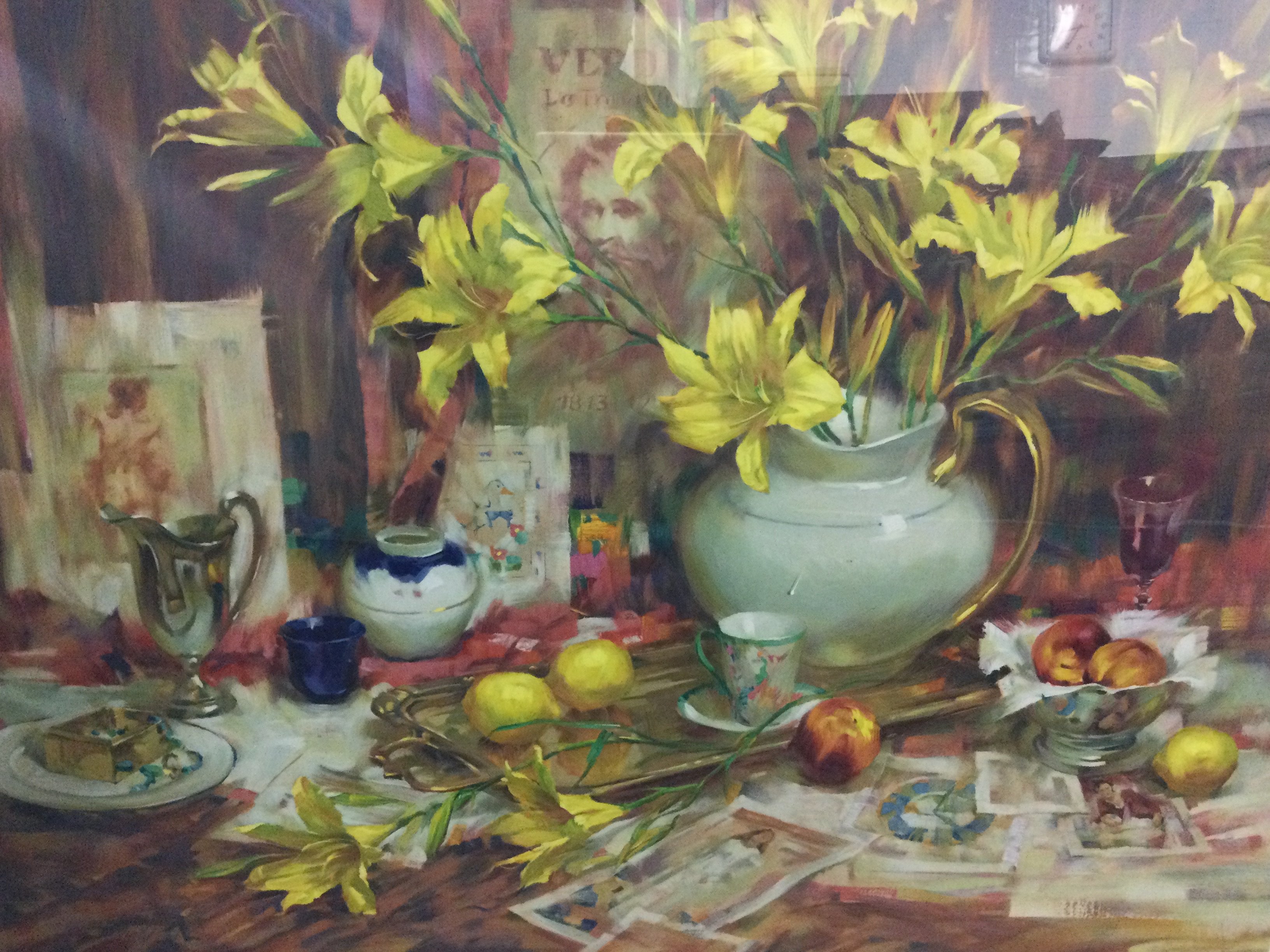 A framed John Carter still life watercolour with certificate of authenticity . Frame dimensions 114x92cm