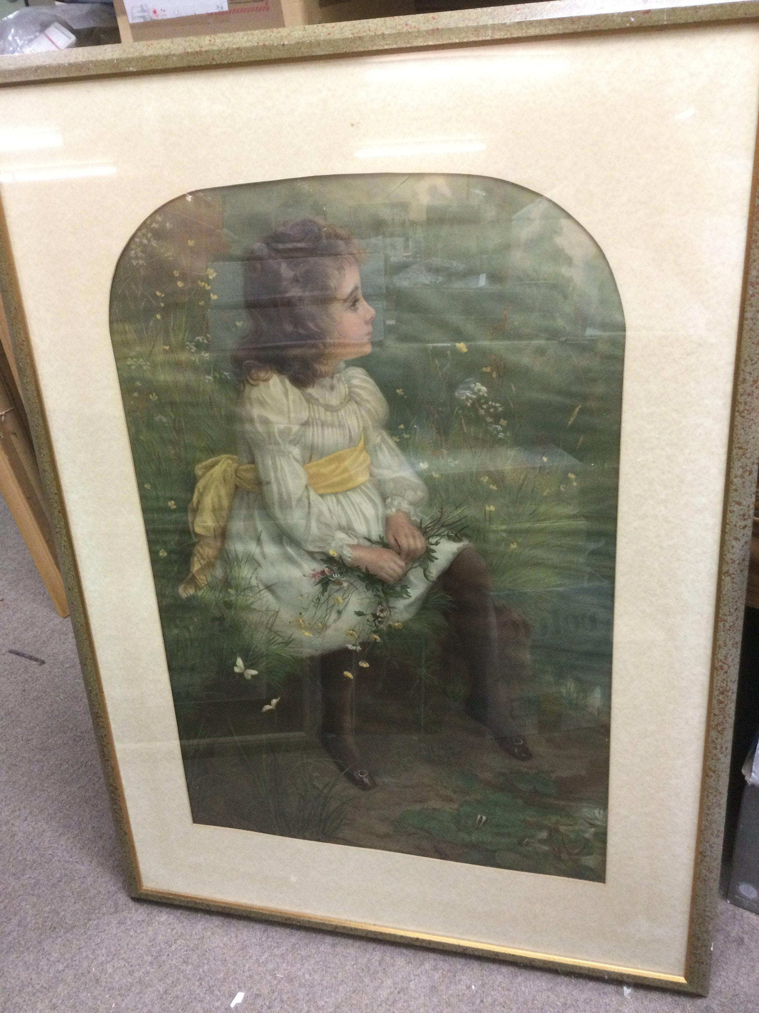 A large framed Pears print, approx 78cm x 111cm. Shipping category D.