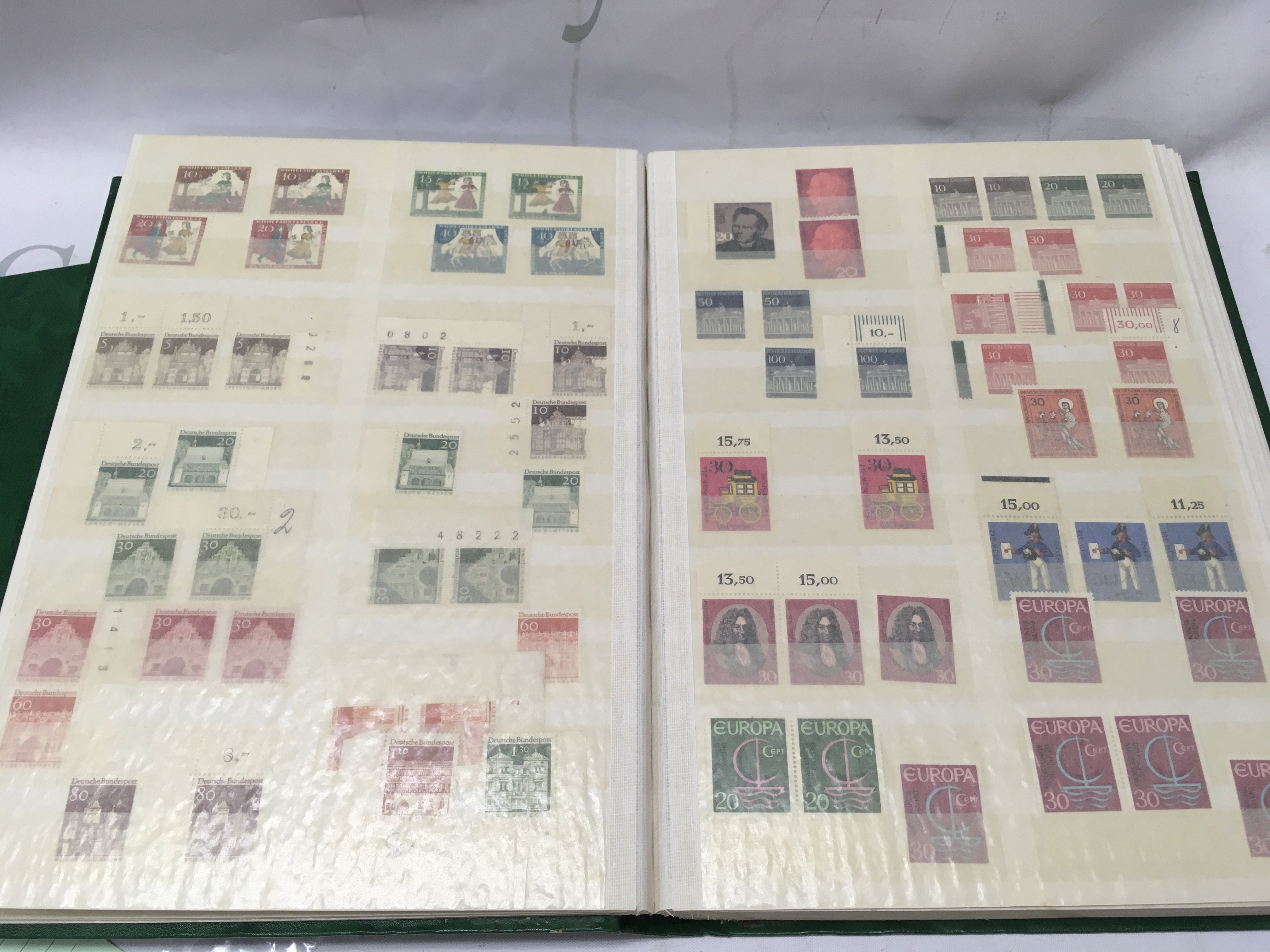 Two albums of German stamps ,mainly unused of the Second half of the 20th century in blocks with margins . Postage category B