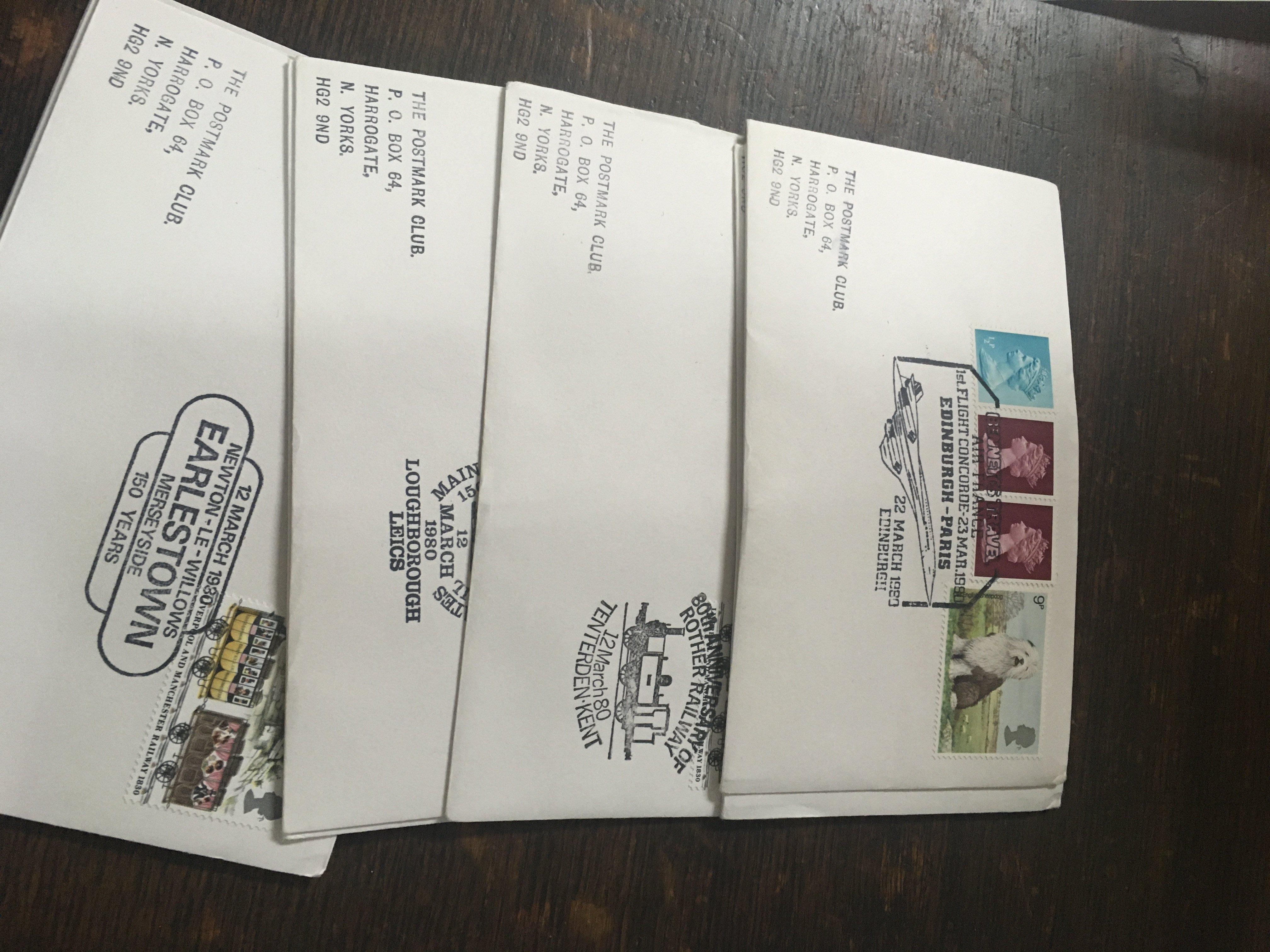 A box of stamps with various post marks. NO RESERVE