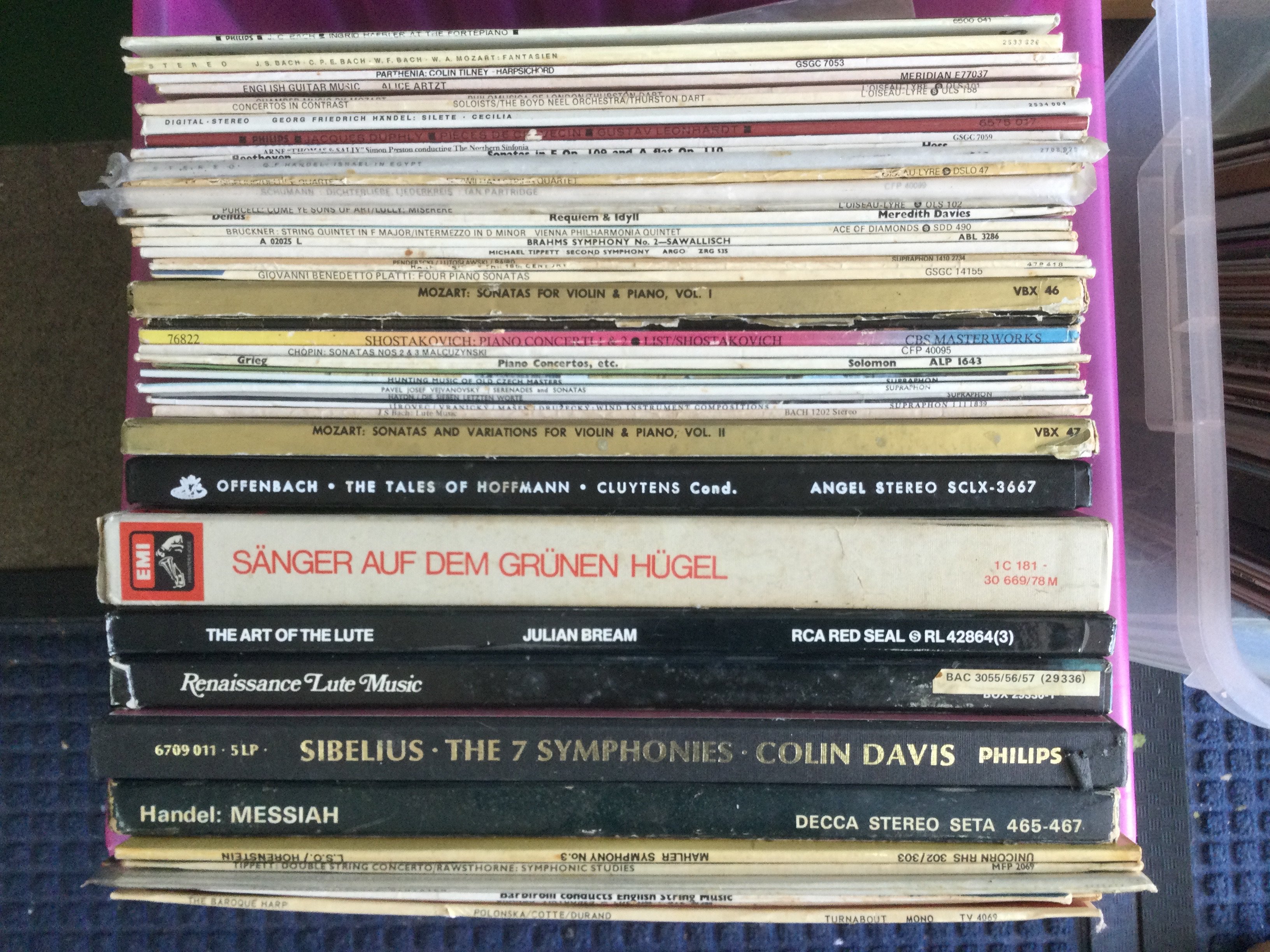 Five boxes of classical music LPs. Shipping category D.