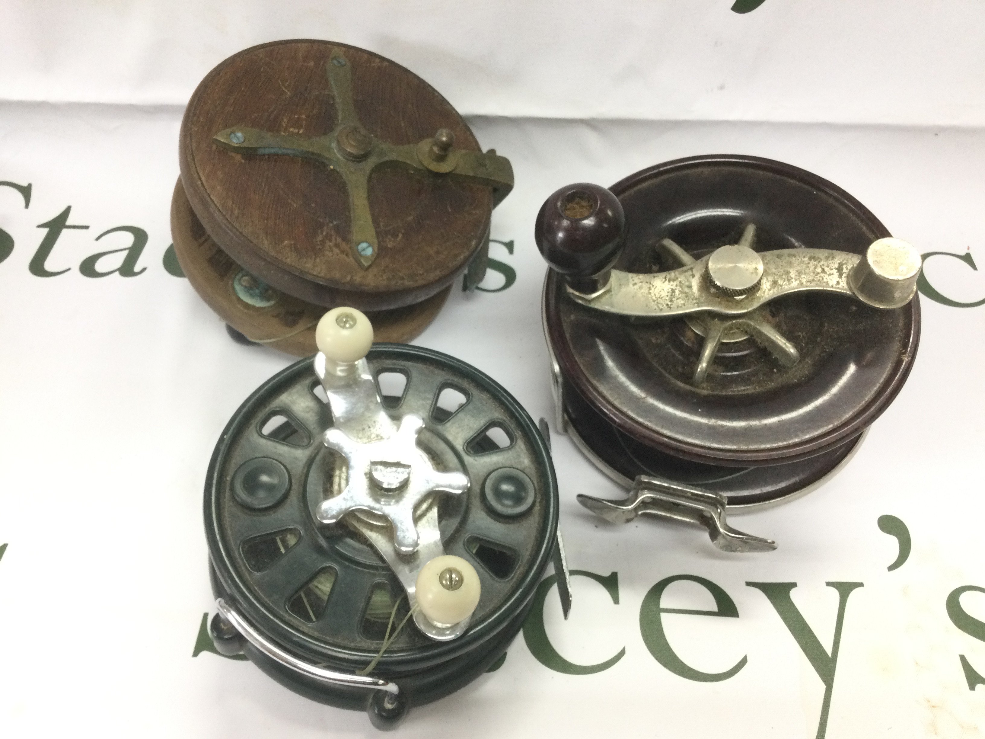 Three vintage fishing reels. Shipping category B. NO RESERVE