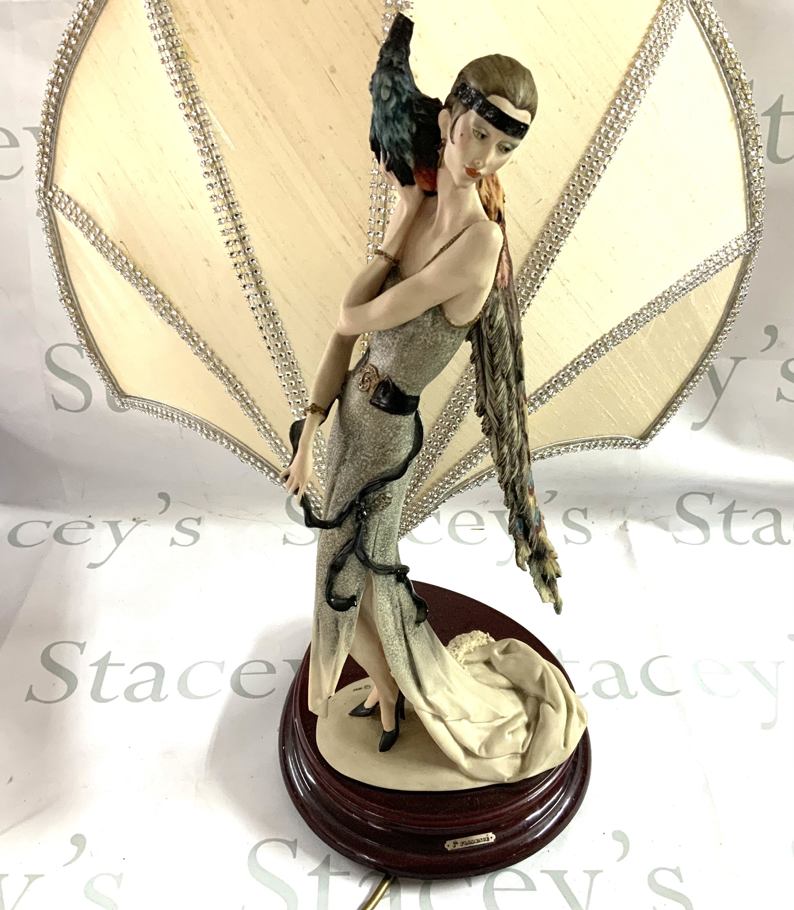 An Art Deco style resin lady figure table lamp. (A/F)