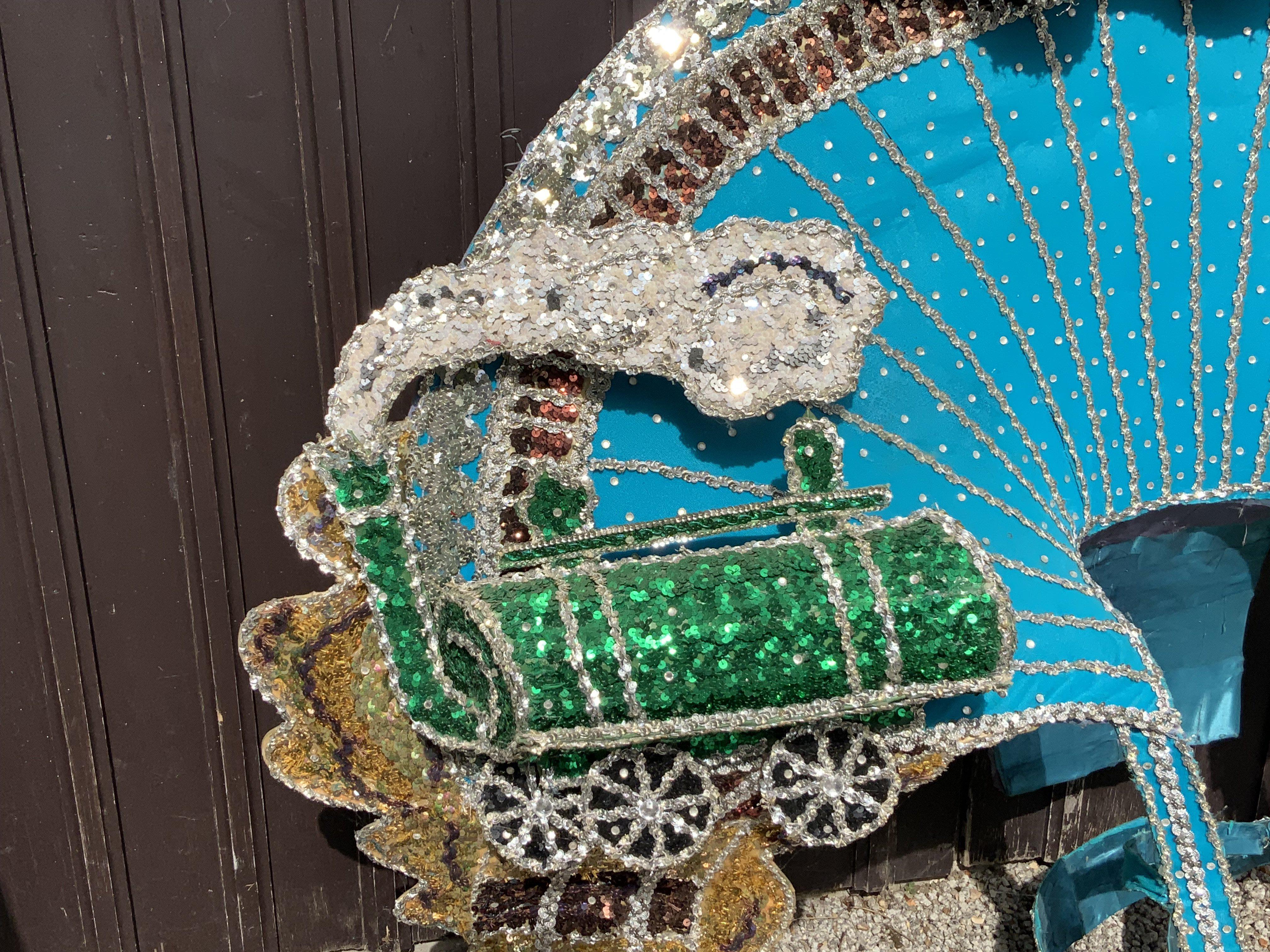 An elaborate Mardi Gras costume the theme &#2013265940The Age of Steam&#2013265941 worn and made for the New Orleans Mardi Gras Circa 2010, Purchased at Vicky Vines Auction, Houston Texas. Wire framed and sequin covered. (A)