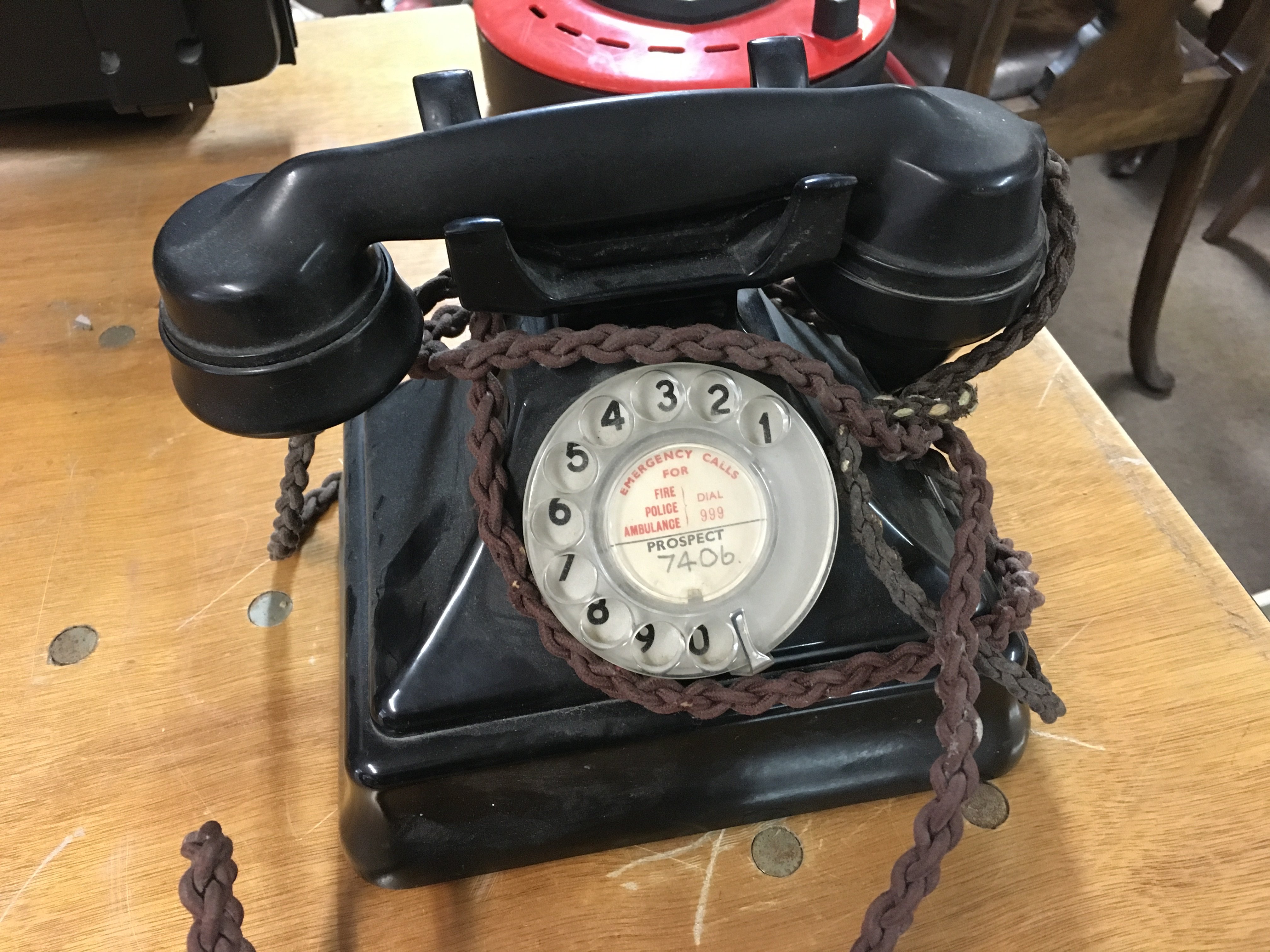 A vintage Bakelite telephone