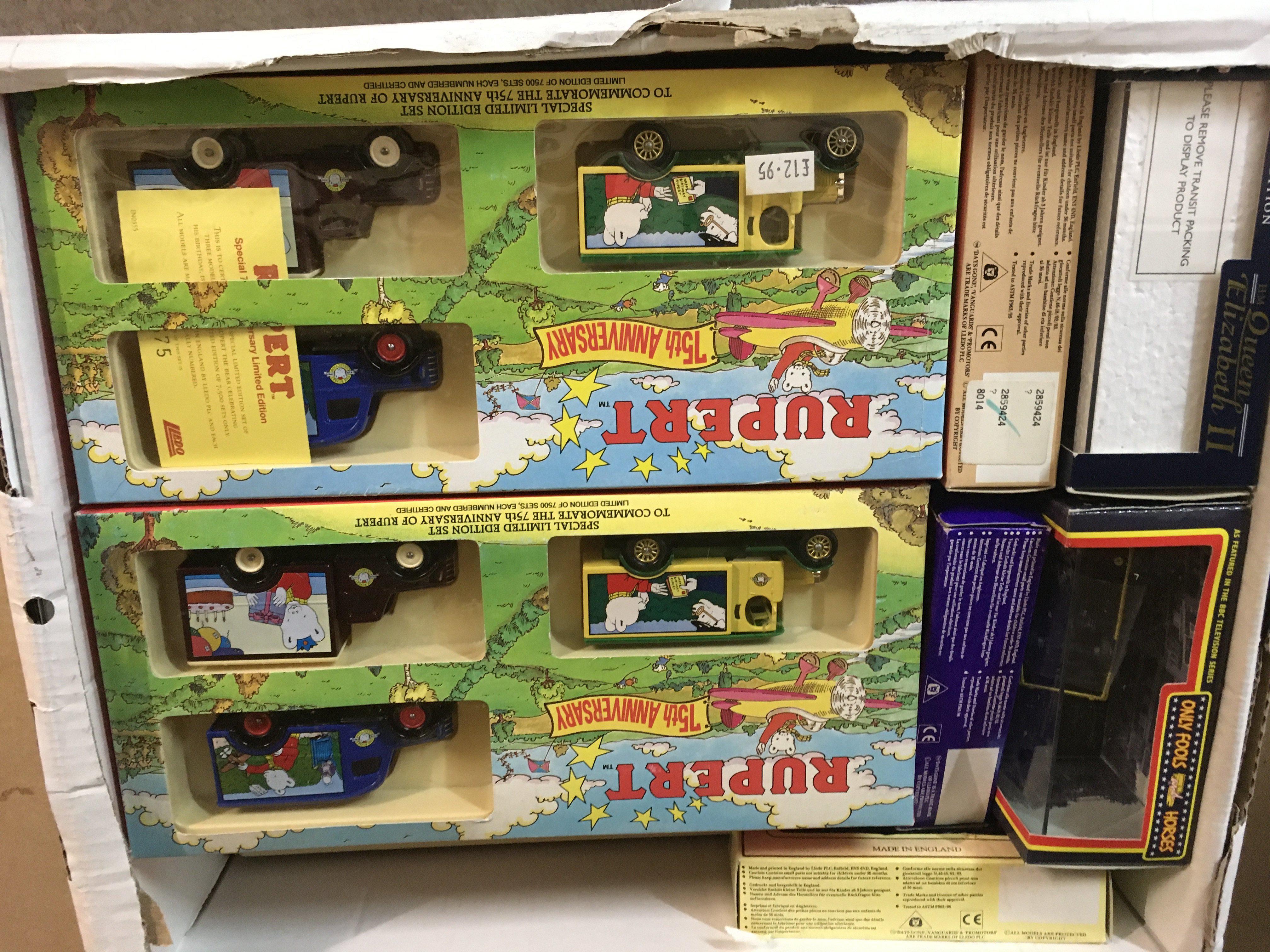 Two boxes containing Die cast Models including corgi commercial vehicles and a limited edition Days gone Royal Mail collection.