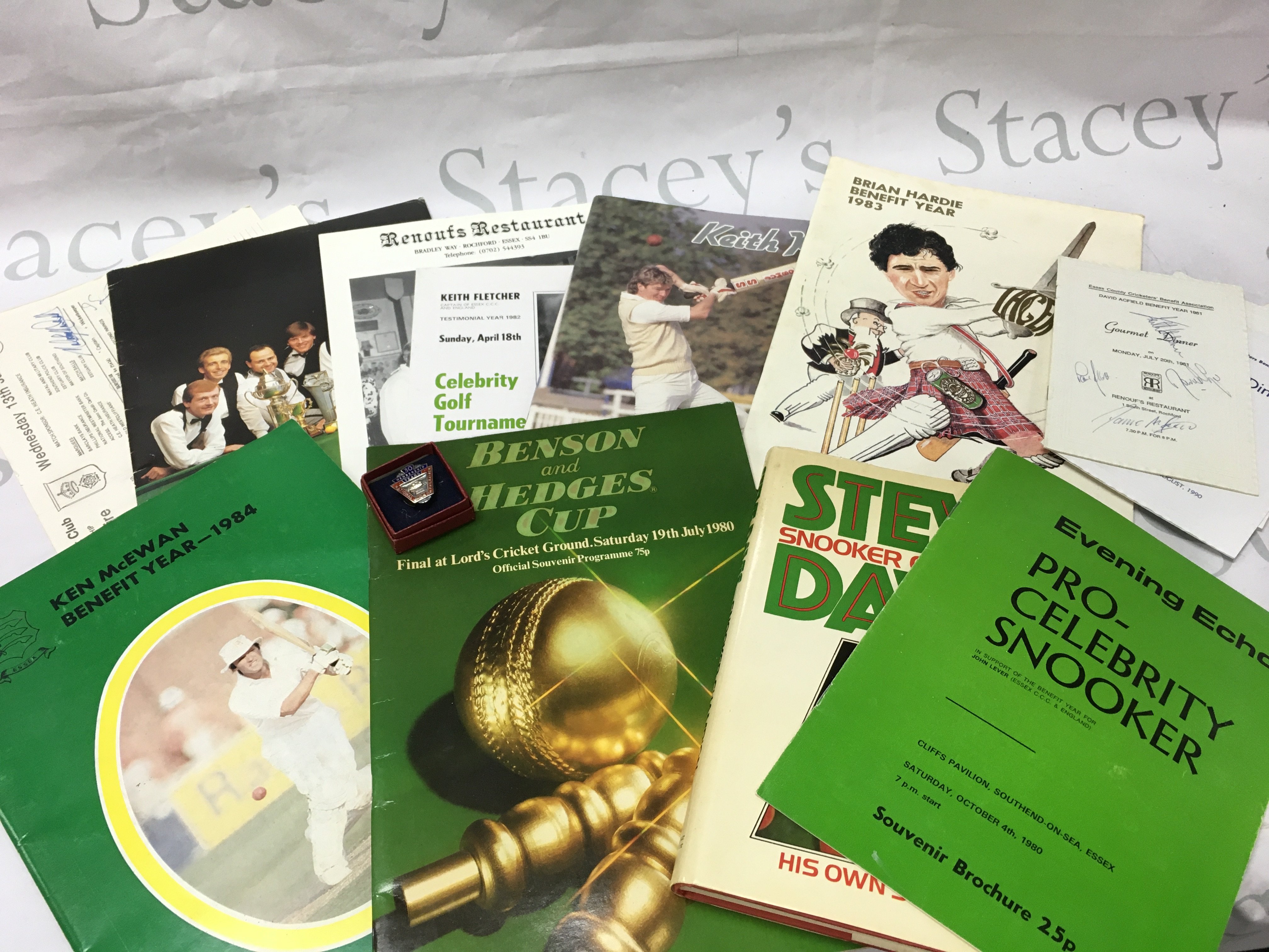 A collection of sports and TV autographs including Steve Davis, Eric Sykes, Stuart Pearson , Mike Reid , Graham Gooch etc. postage cat b