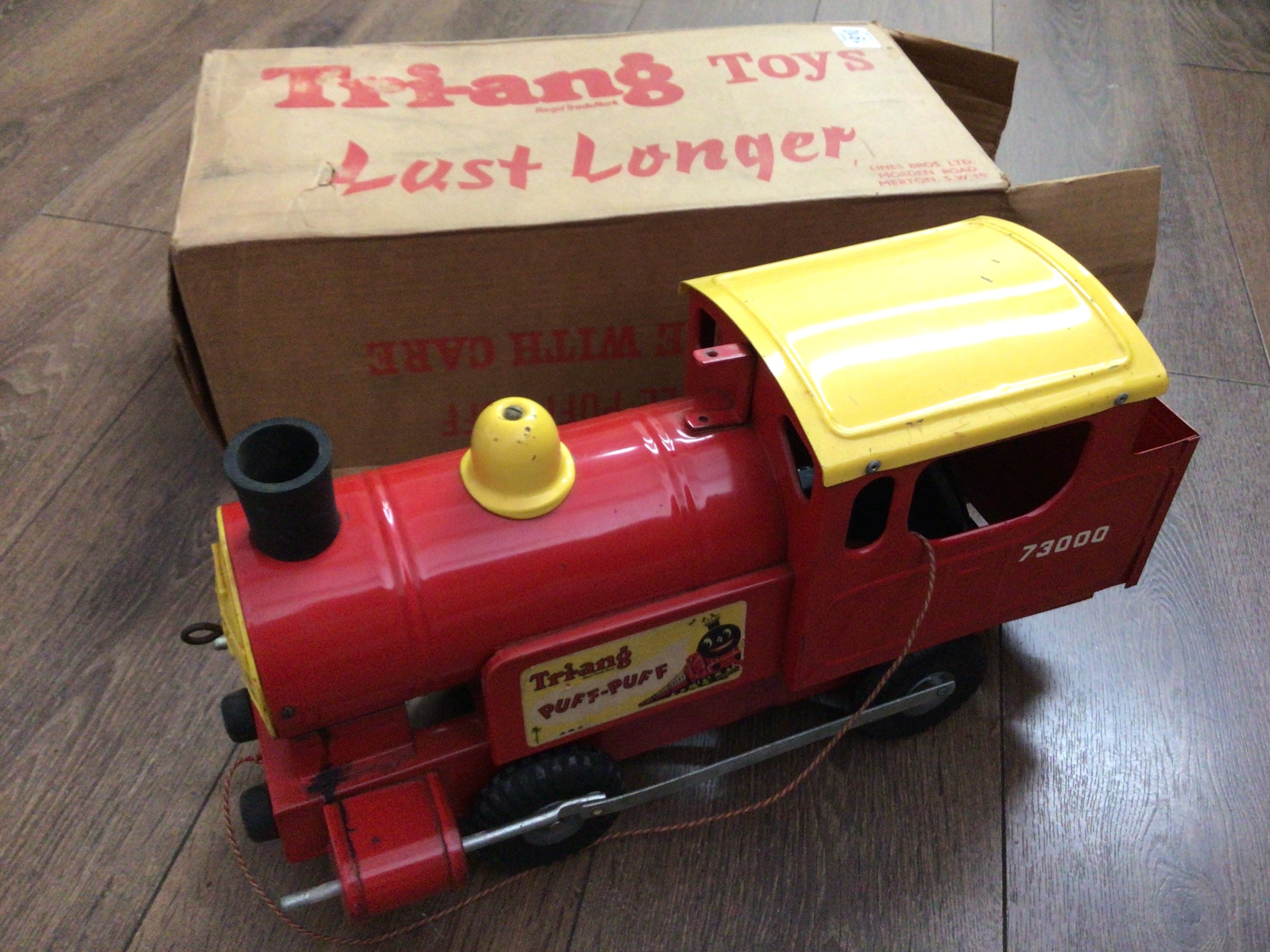 A large boxed Tri-ang Toy-Whistle Puff Puff 73000