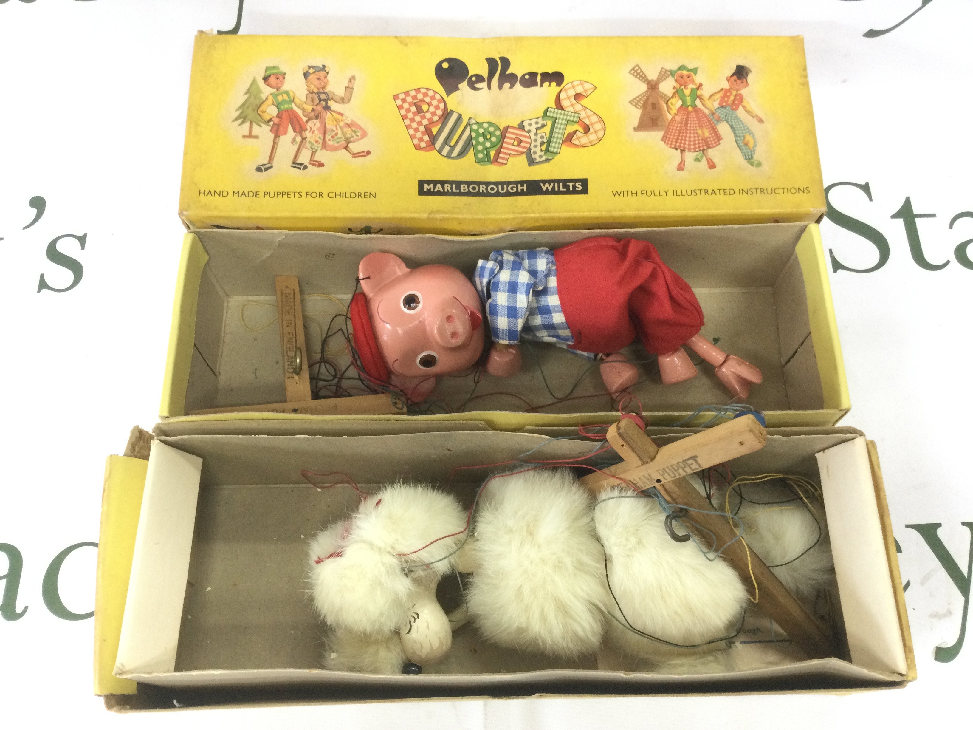Two Pelham Puppets comprising Pinky from Pinky & Perky and a white poodle (2). Shipping category B.