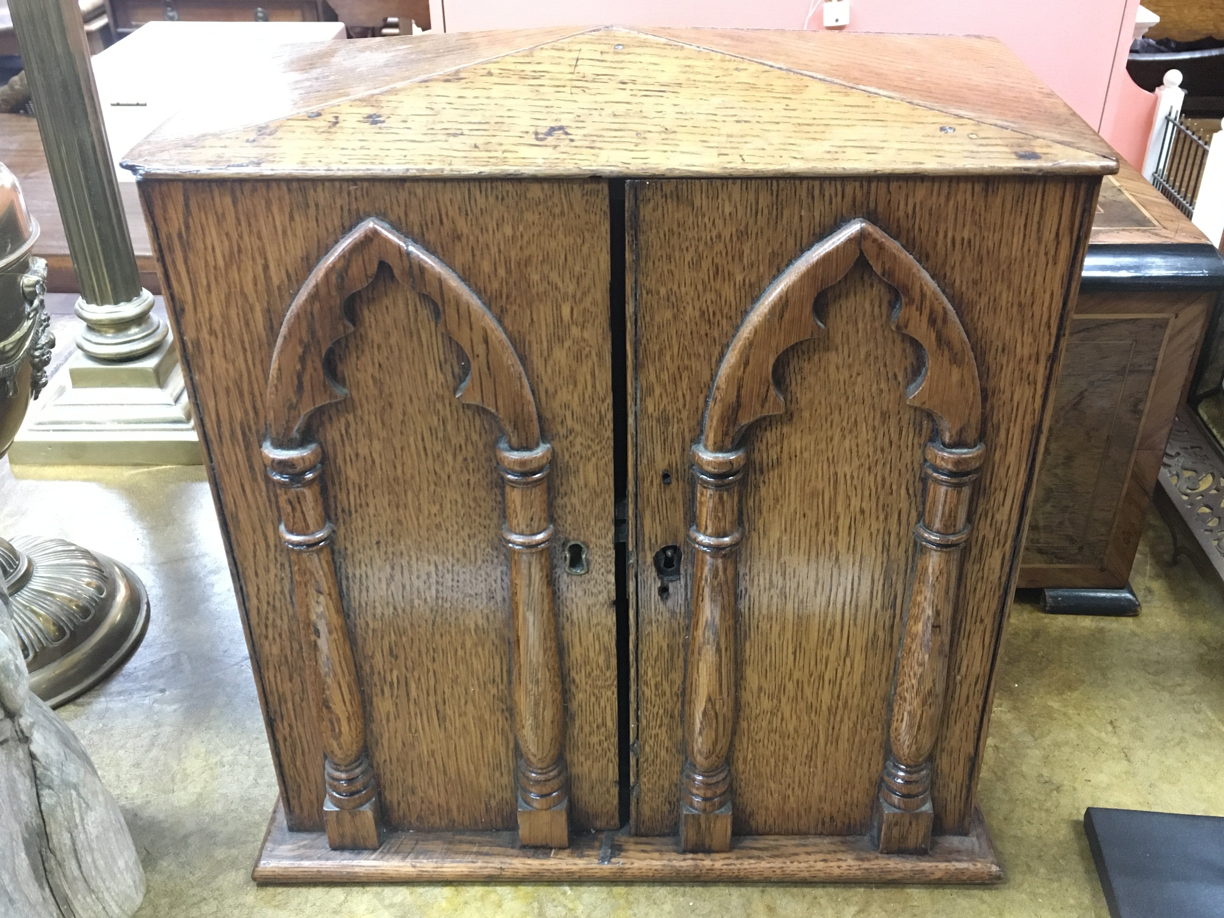 A collectors cabinet 36cm tall. 30cm wide. Postage category C