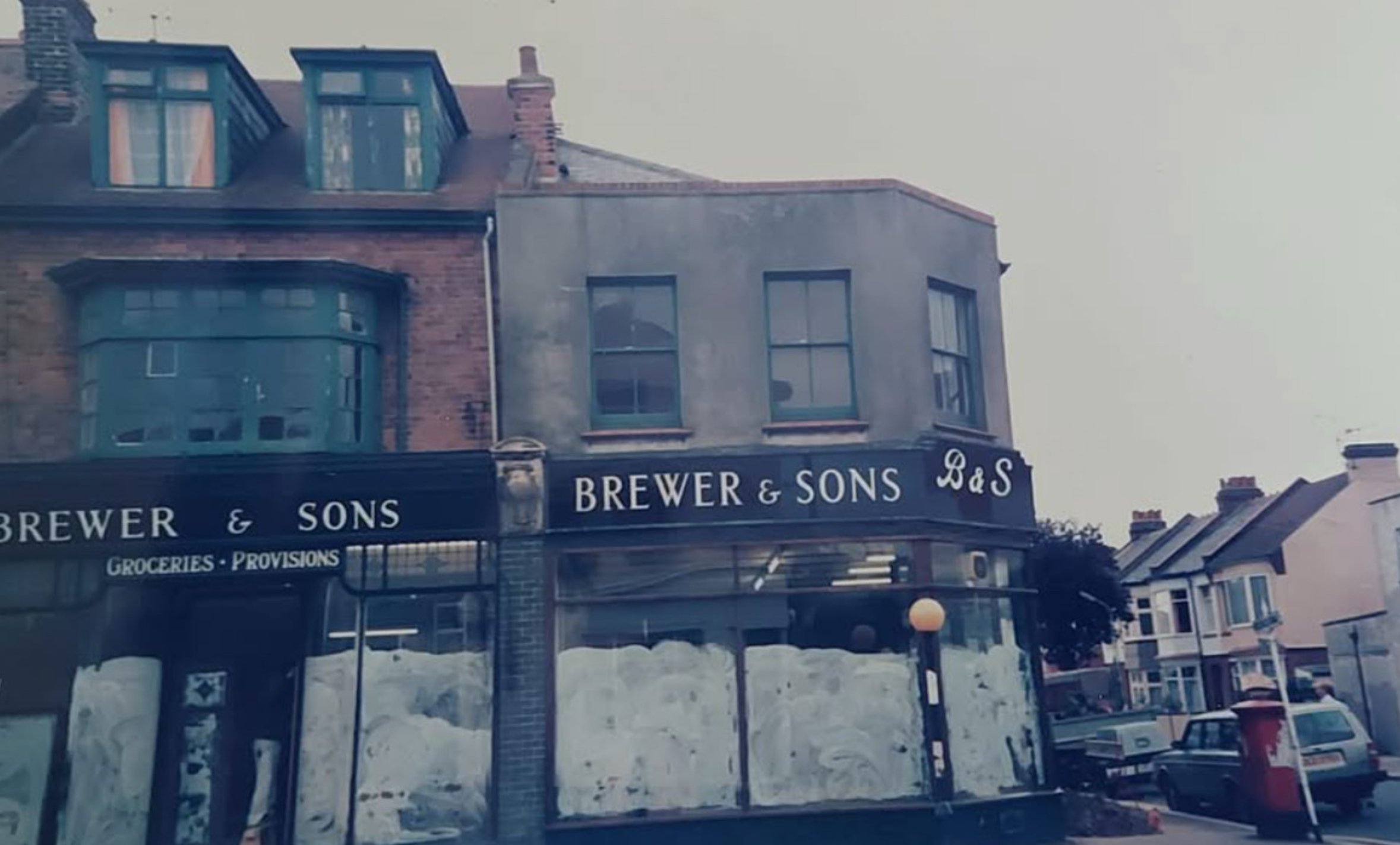 Local interest. A collection of 24 large enamel letters from Brewers & Sons grocers store, Leigh on Sea, 36cm.