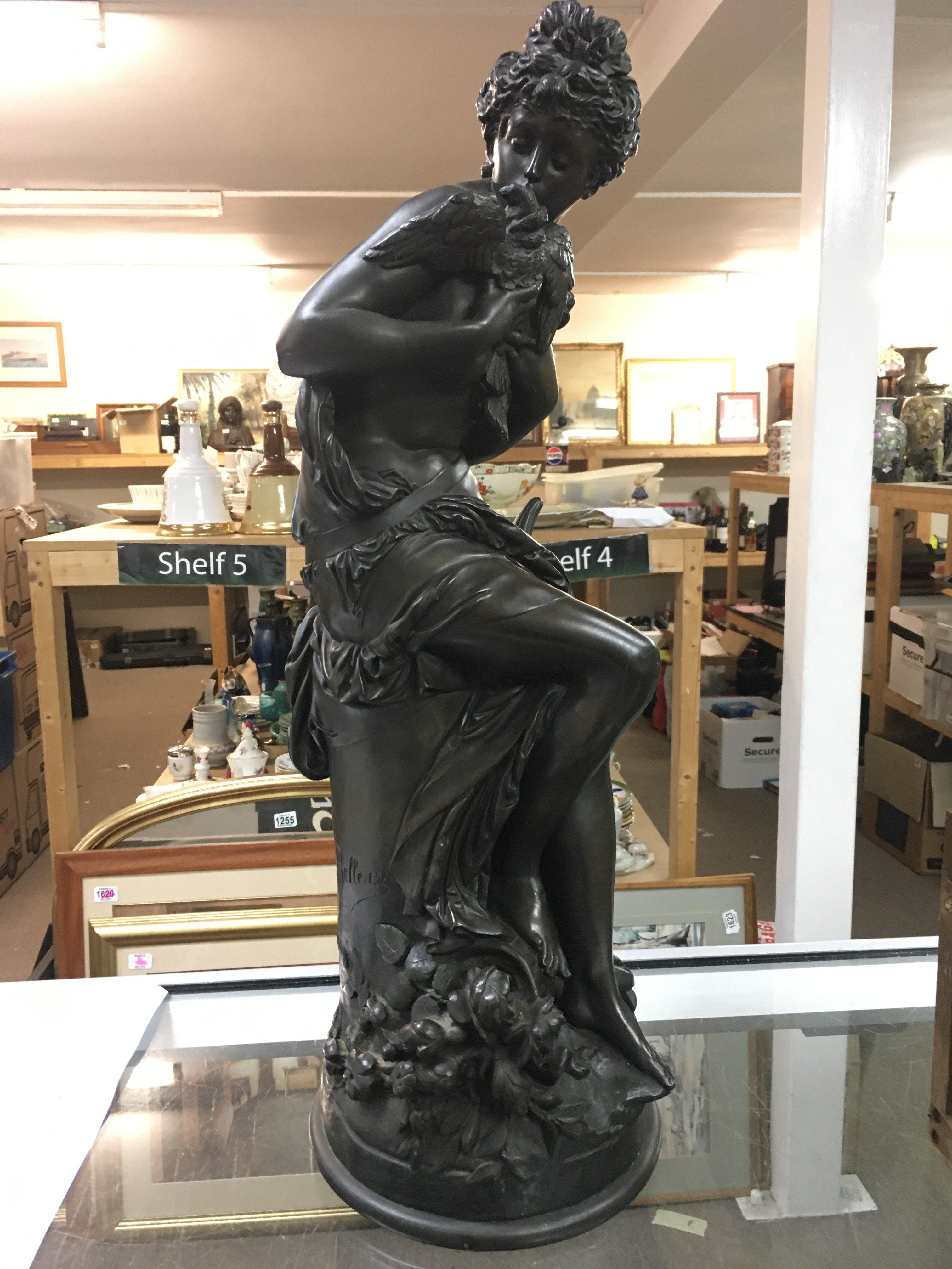 A cold composition bronze, Allegorie de la Paix (Allegory of Peace) signed Albert Ernest Carrier-belleuse. 59cm tall. This lot cannot be posted
