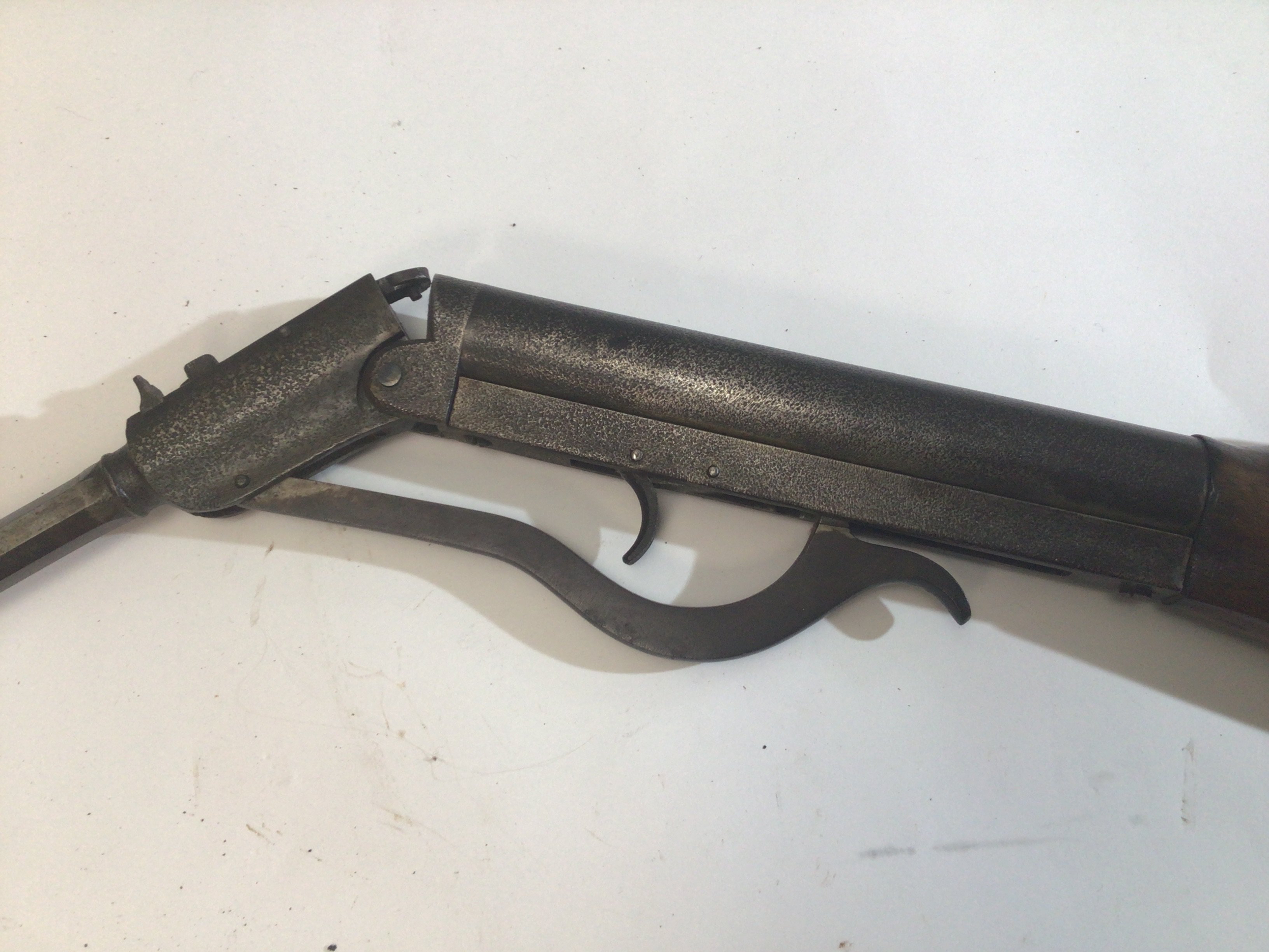 A Vintage Air gun most likely a German Gem .177 unmarked action and barrel with folding under leave supported action functions ok.