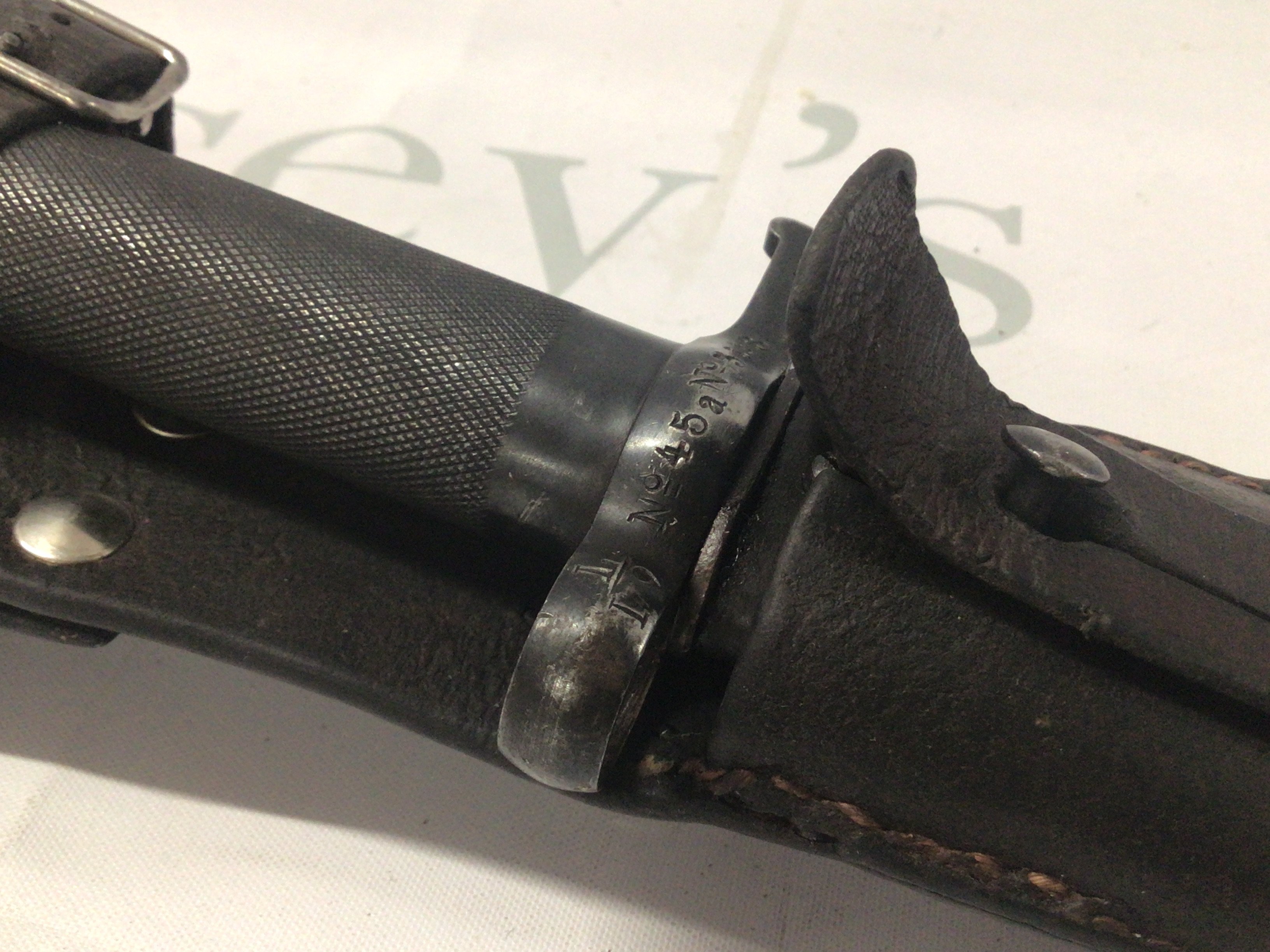 A Swedish M96 pattern II world war bayonet. A good example with full frog the bayonet with serial numbers and other stamp marks.