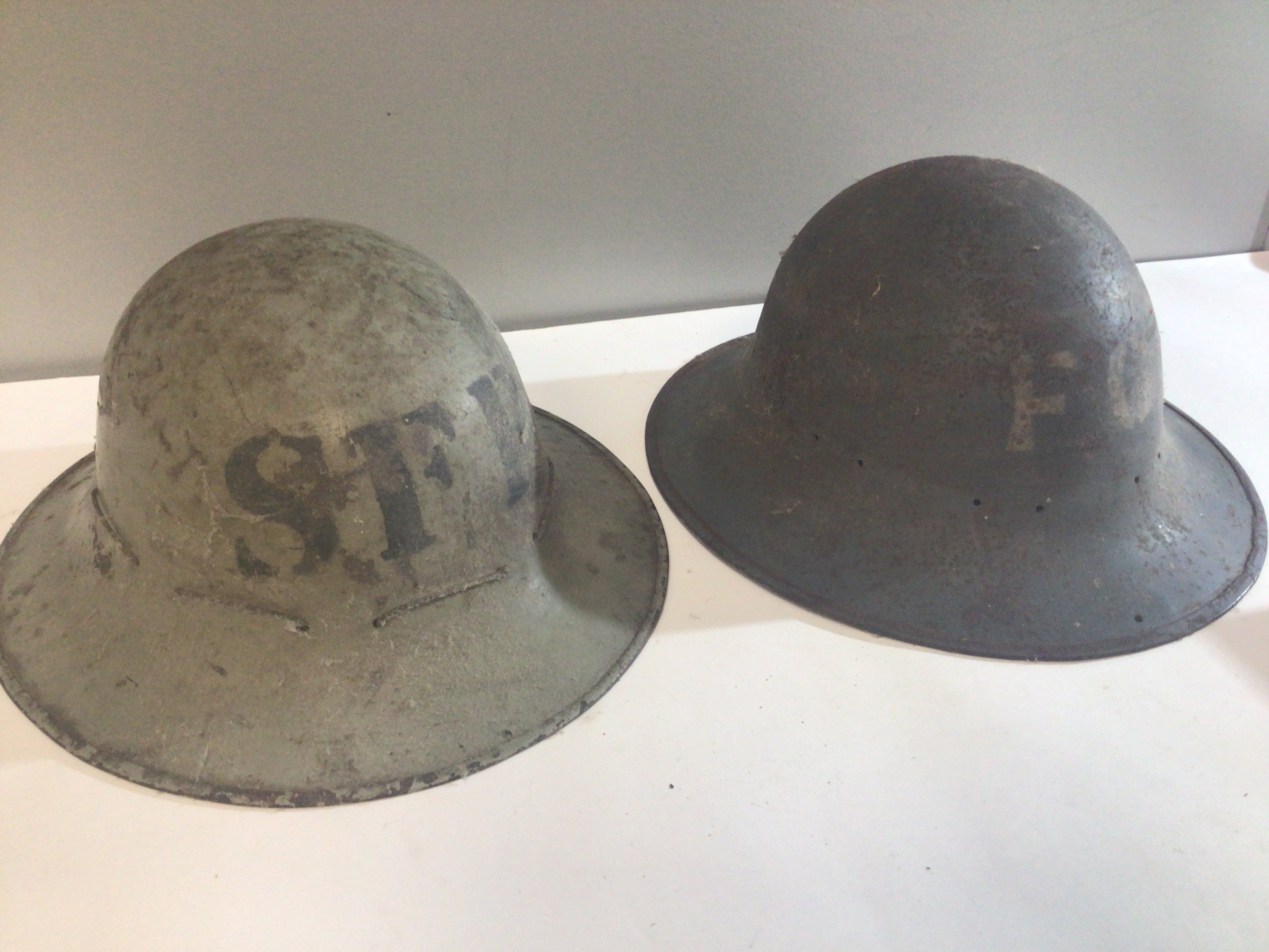 Two Fire Patrol Steel helmets SFP & FG (2)