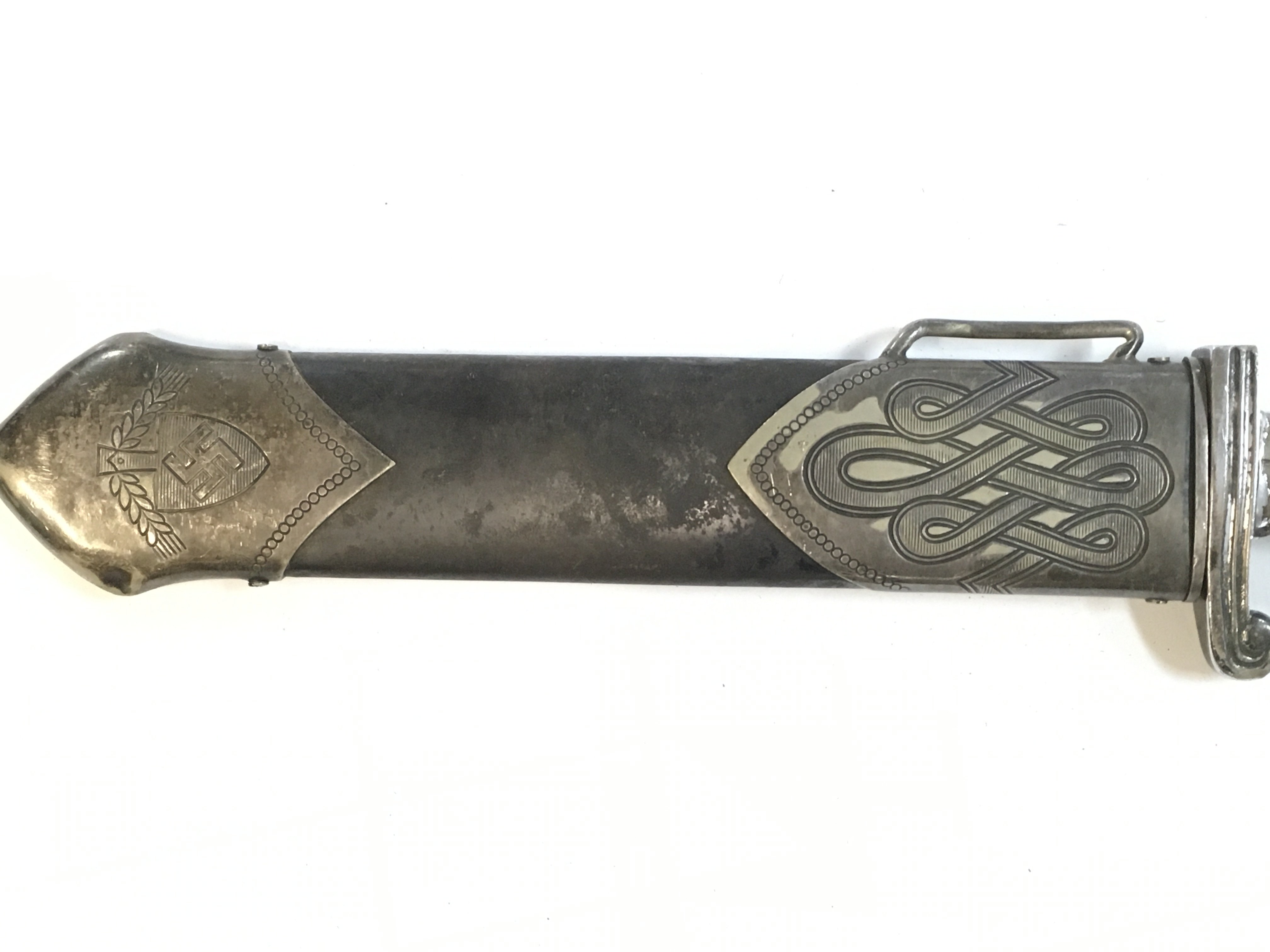 A German WW2 Rad Hewer maker Boker , initialled on handle J.C. Blade 24cm long , total length 38cm approximately. This lot cannot be posted