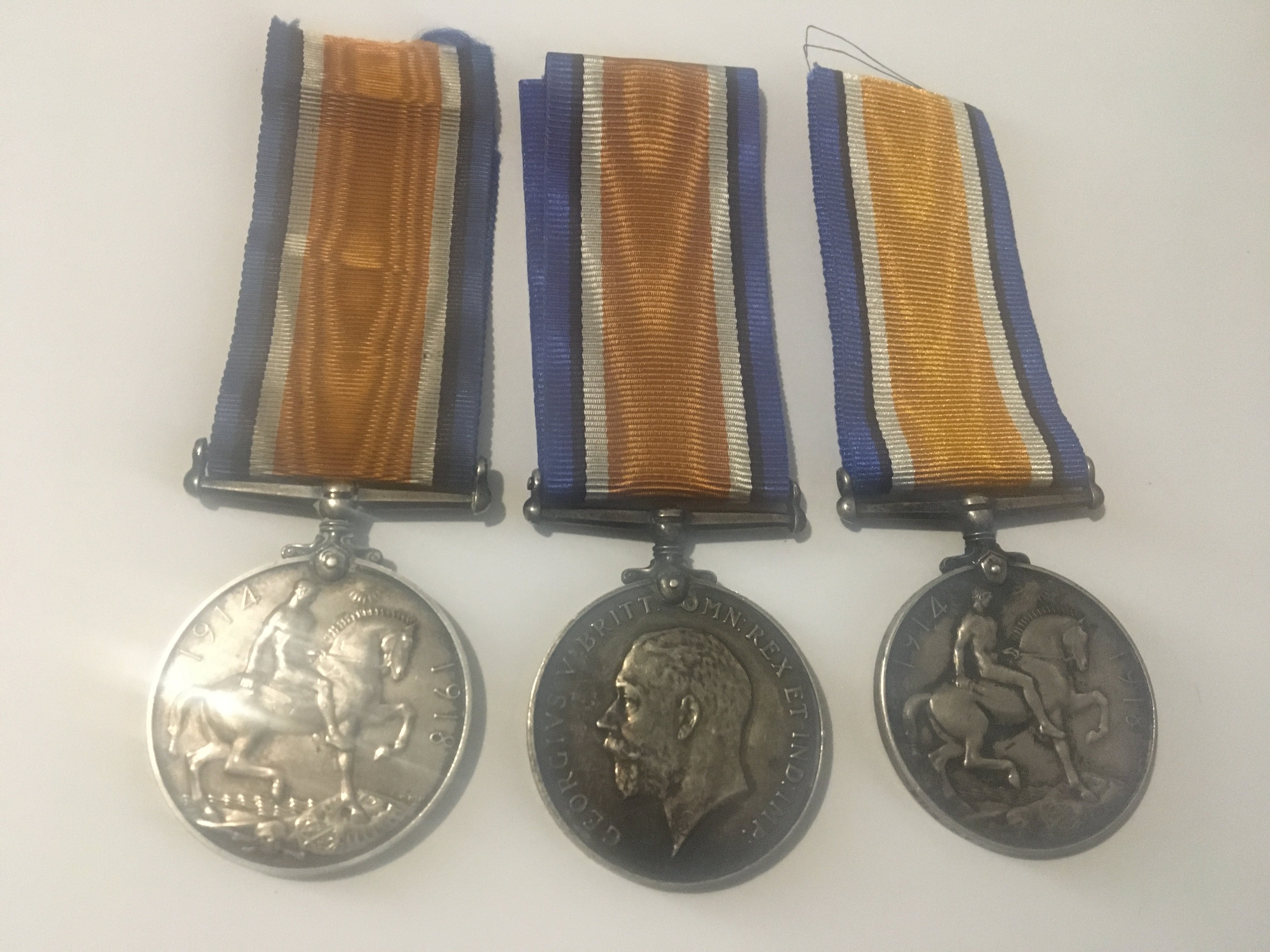 Three I world war medals awrded to 800260 PTE T Snow 4 London Reg. 95785 PTE H Jackson Durh L I. 4667 PTE E Donchoe LAN FUS. (3)