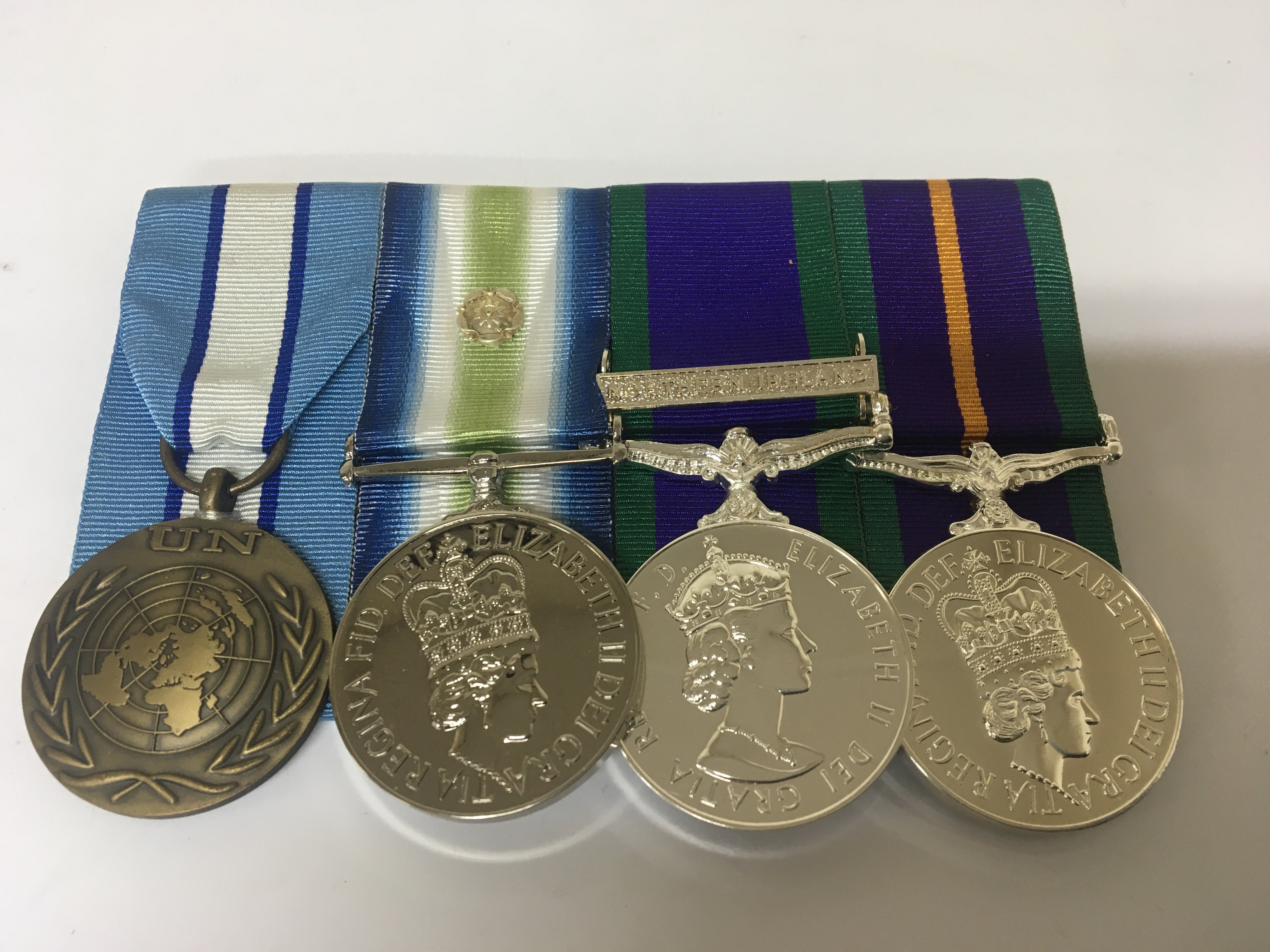 A Group of 20th Century British Elizabeth II medals including UN medal GSM with Northern Ireland bar and others not engraved recipient unknown.