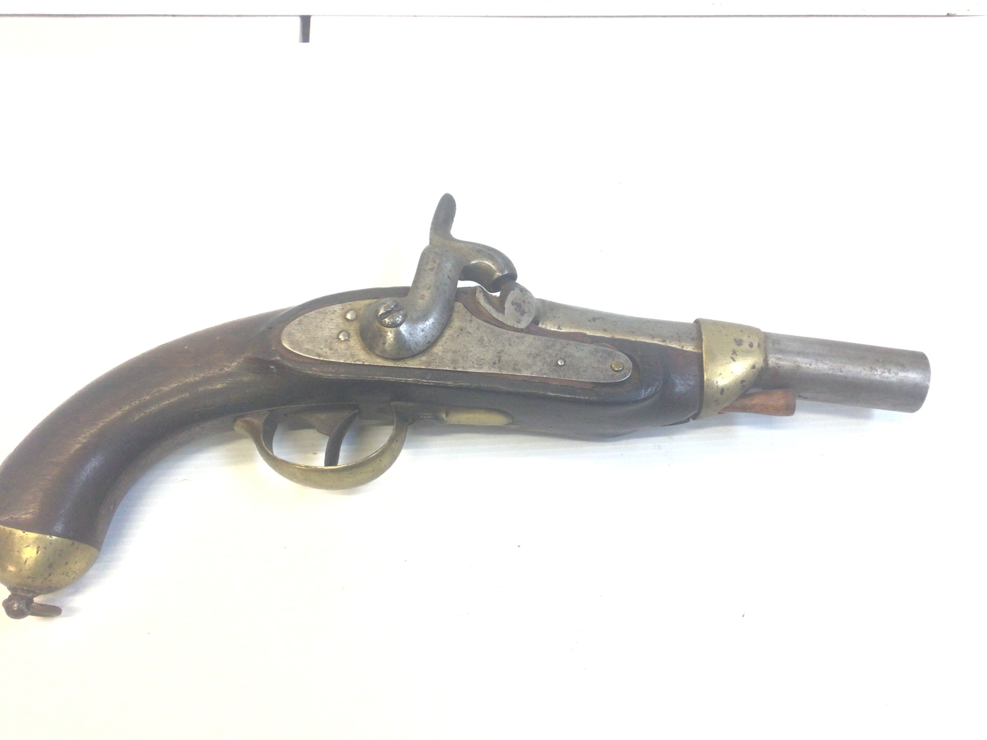 A steel and brass percussion 19th century Pistol