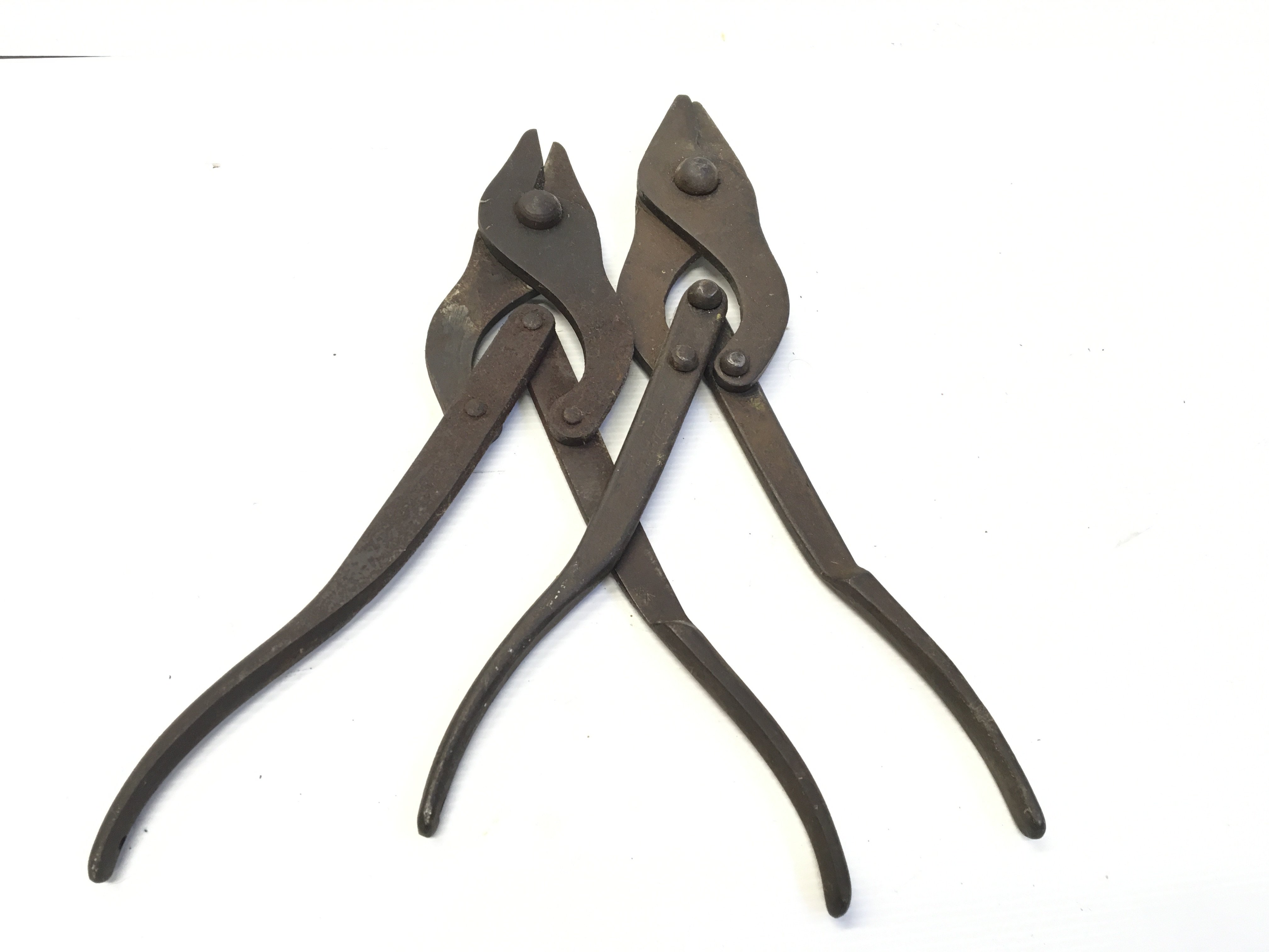 Two Pairs of British I world Military battlefield wire cutters with military stamp marks.