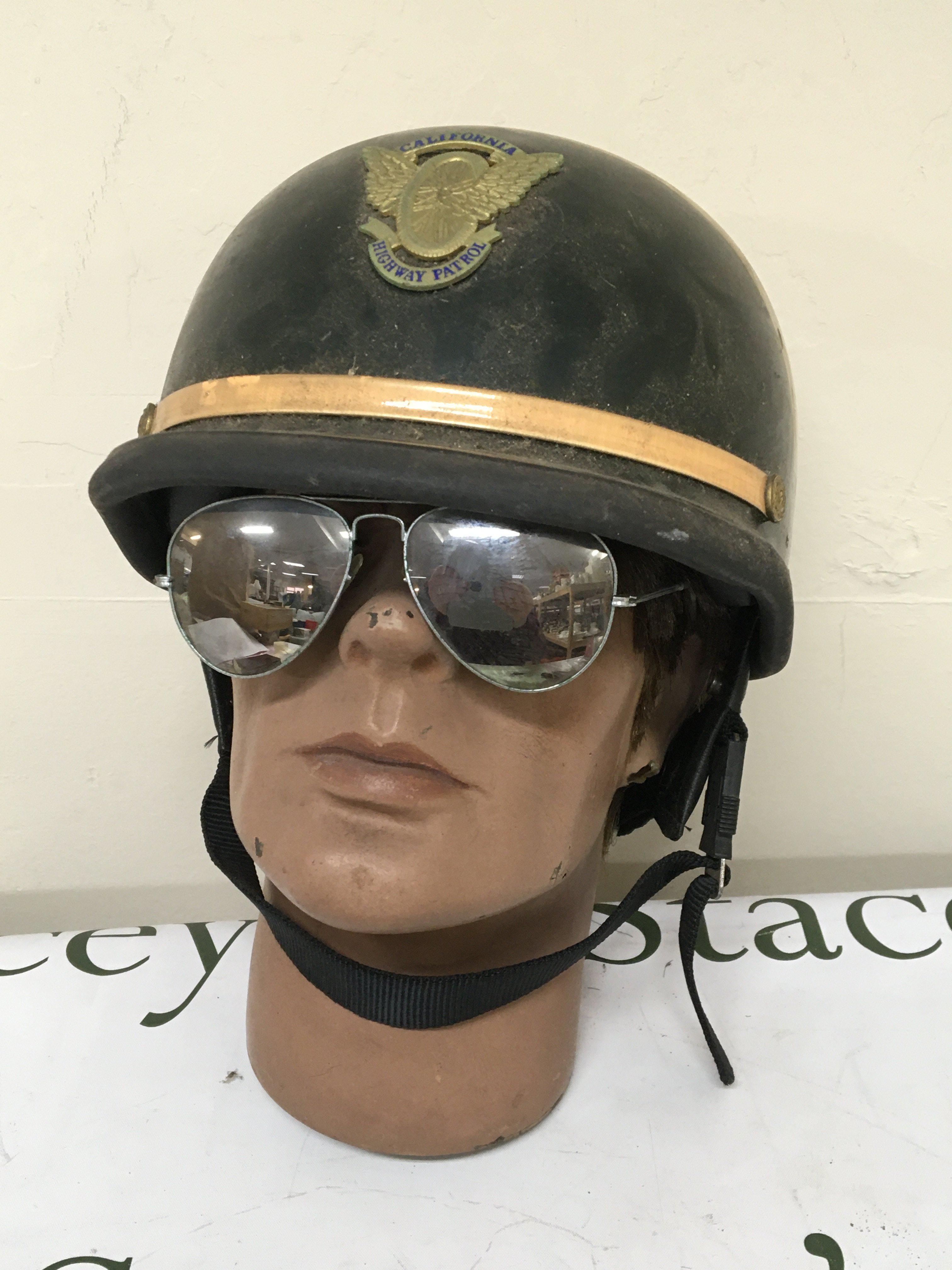 A Genuine Vintage American Californian Police Motorcycle helmet.