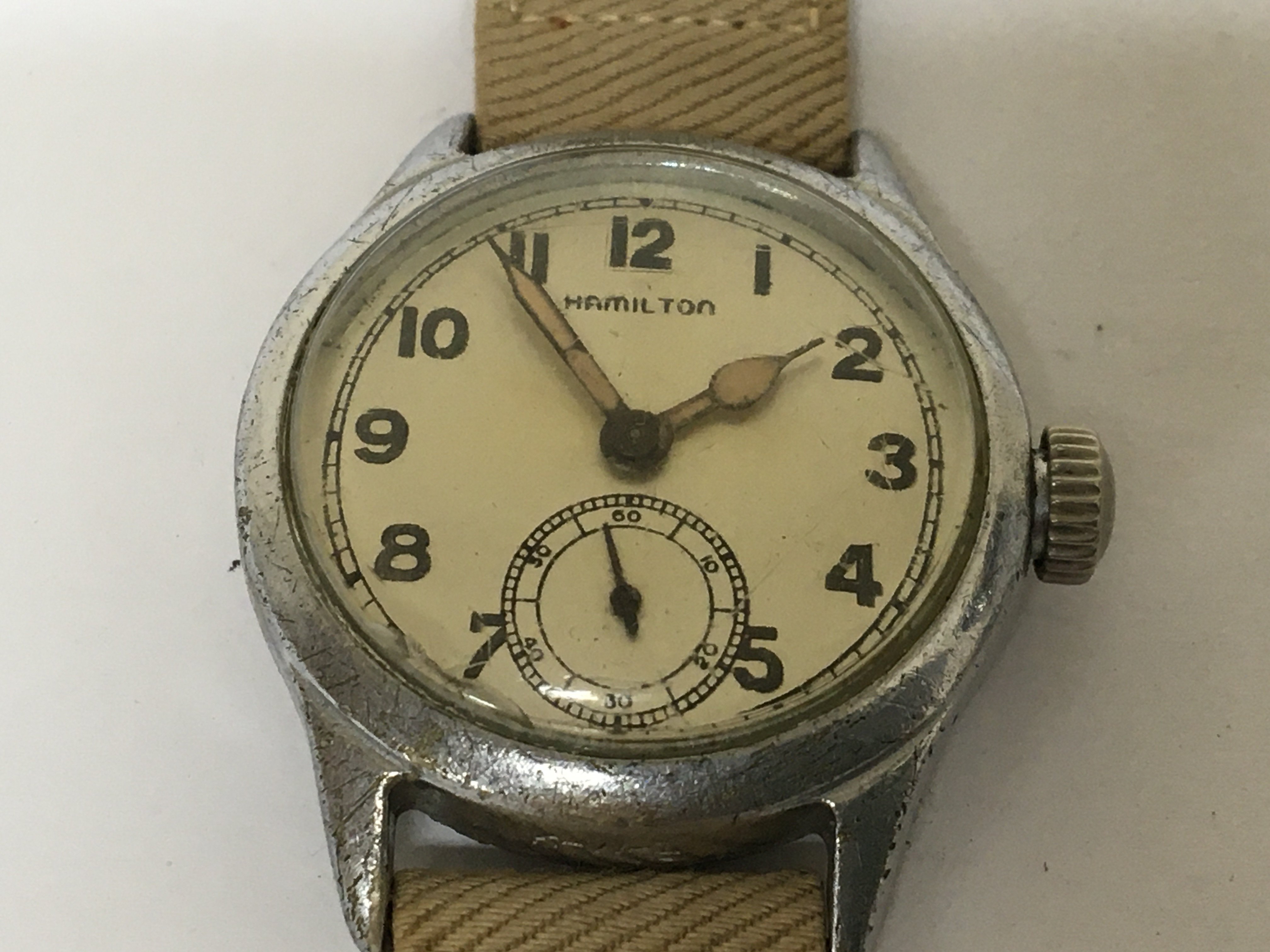 An American Military Hamilton Watch manual wind seen working numbered 101647.