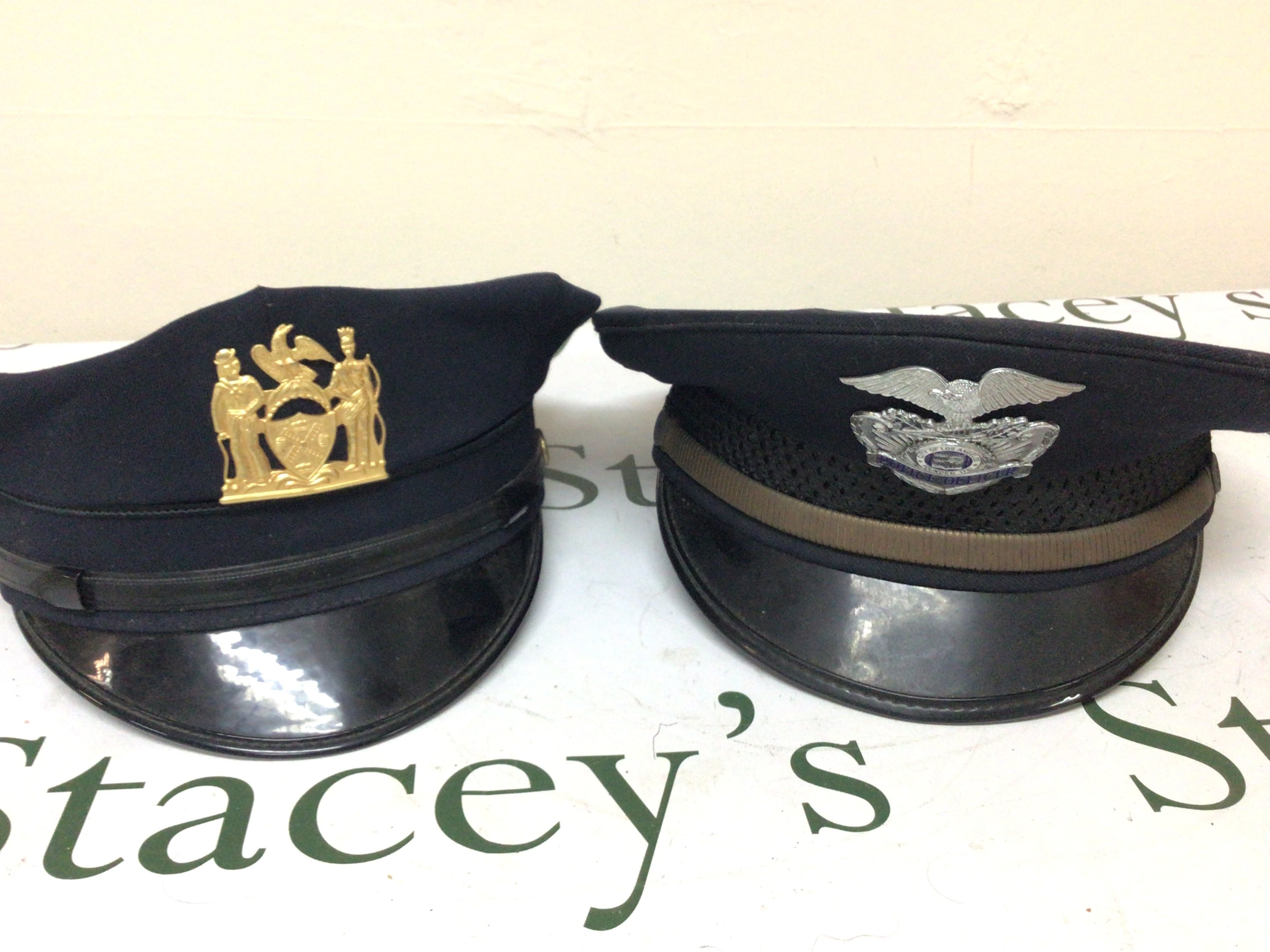 Two American Police hats Los Angeles and NYPD (2)