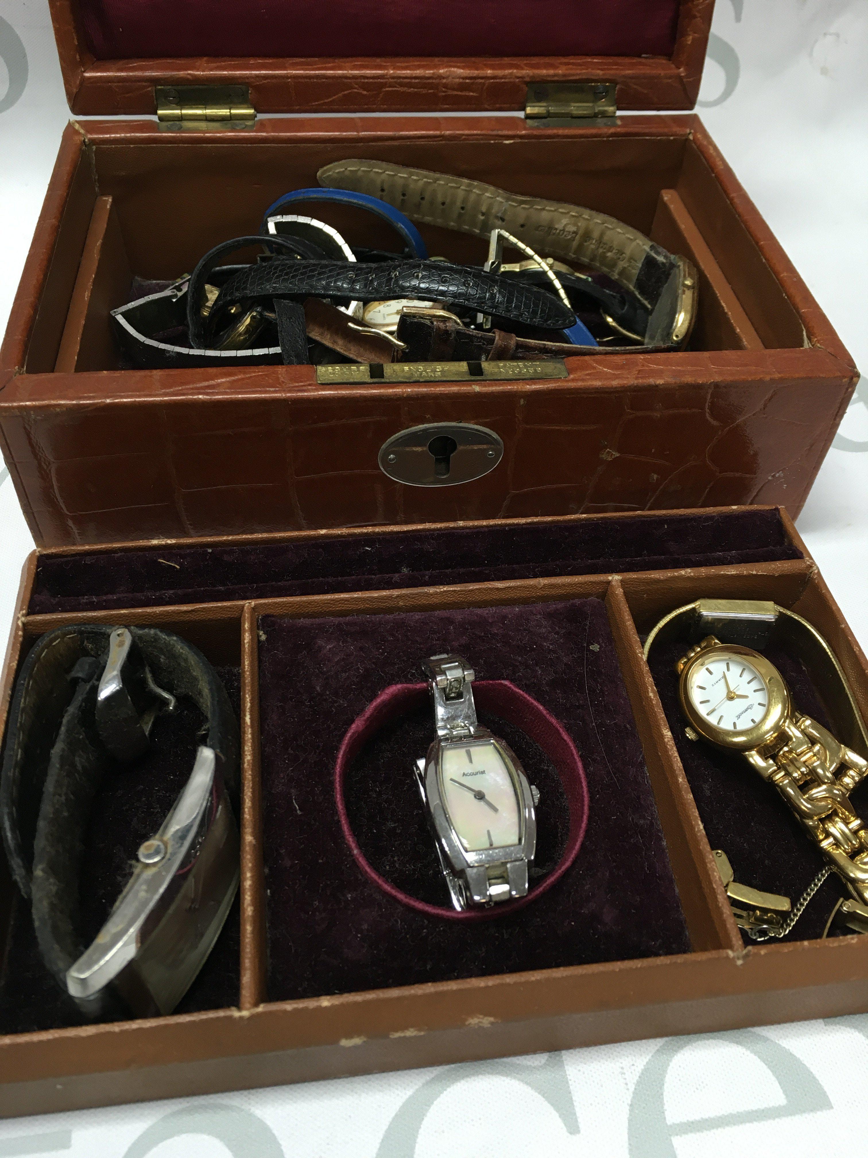 A box of watches including Accurist, Avia, Sekonda, Ingersoll . Postage category B